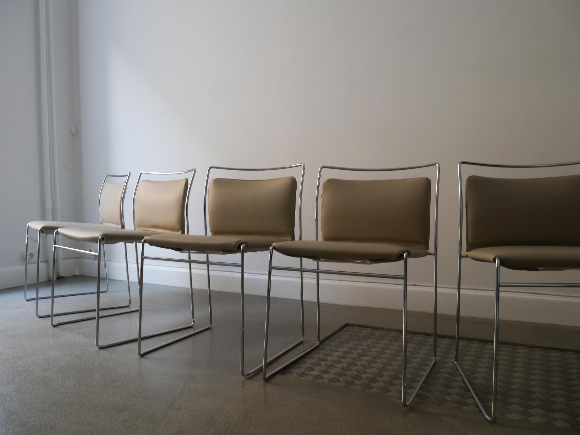 Midcentury Tulu Leather Chairs by Kazhuide Takahama for Simon Gavina, Italy 68 7