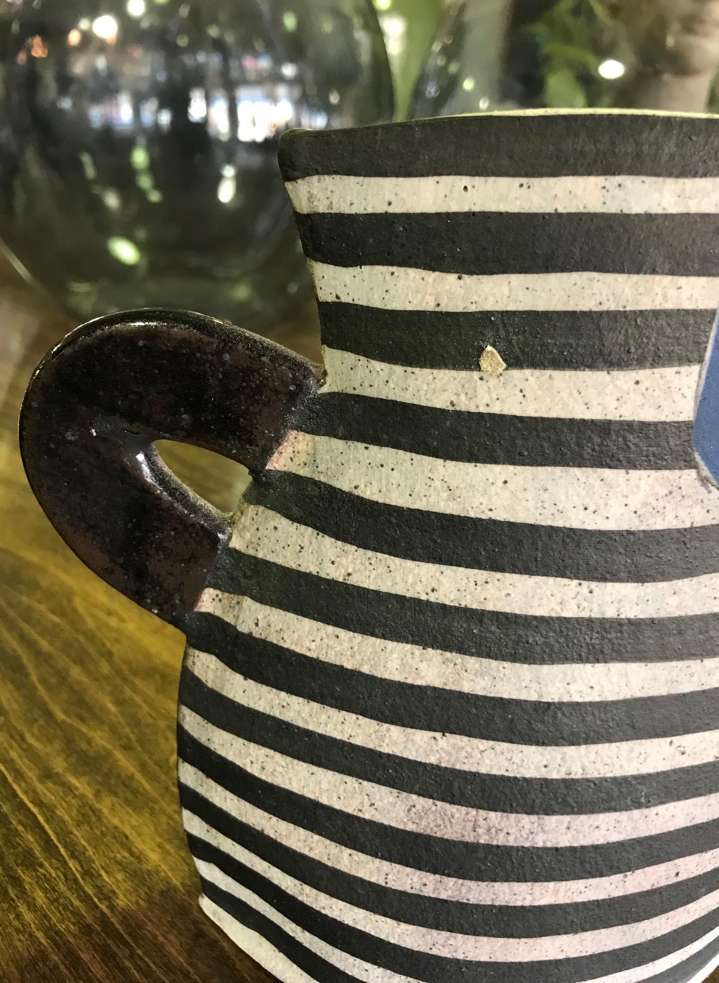 Modern Kazuko Matthews Signed Flattened Postmodernist Stoneware Teapot Vase Vessel