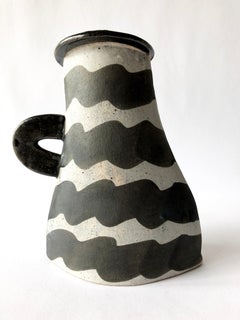 Kazuko Matthews Stoneware Flattened Postmodernist Vase