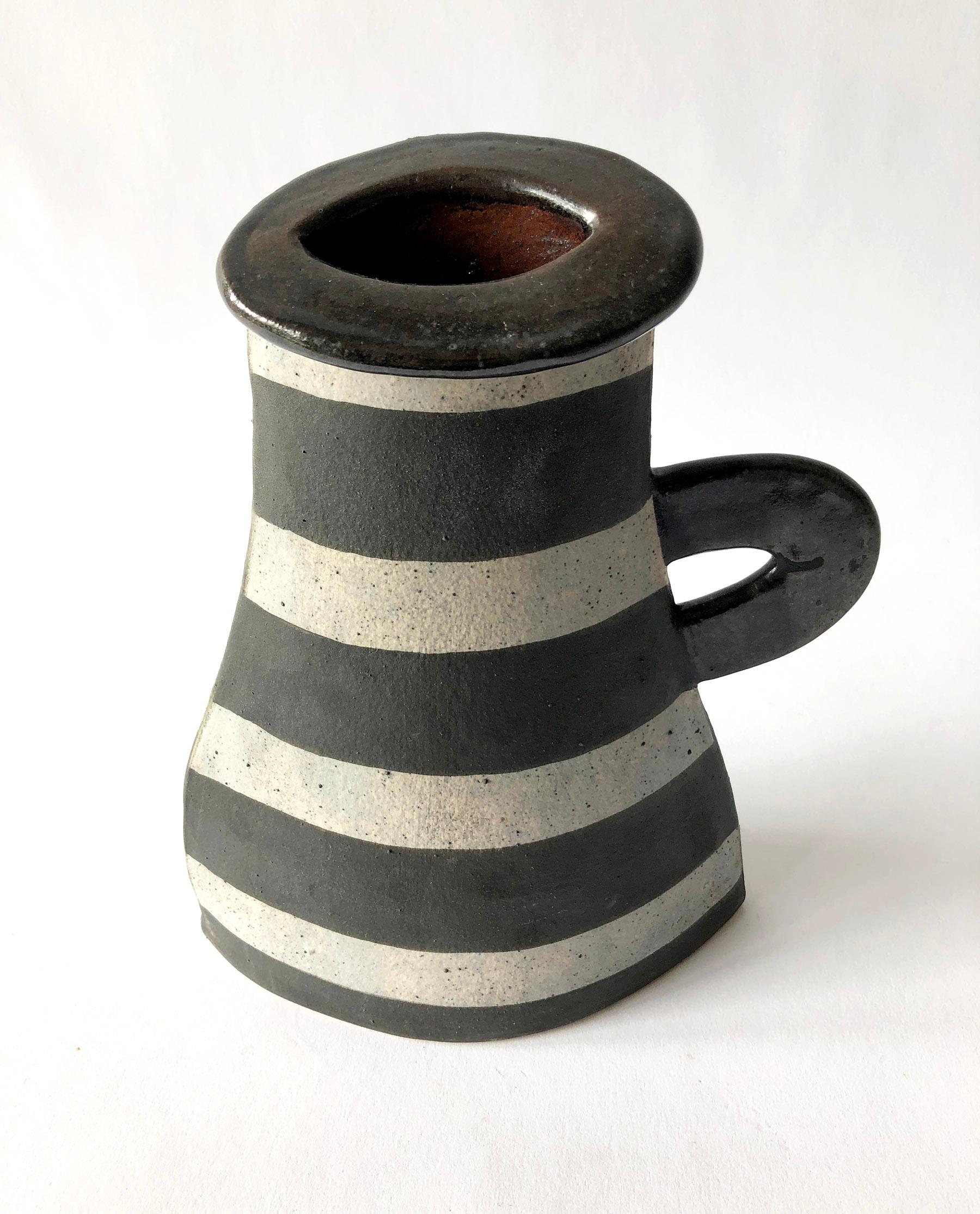 Mid-Century Modern Kazuko Matthews Stoneware Flattened Postmodernist Vase