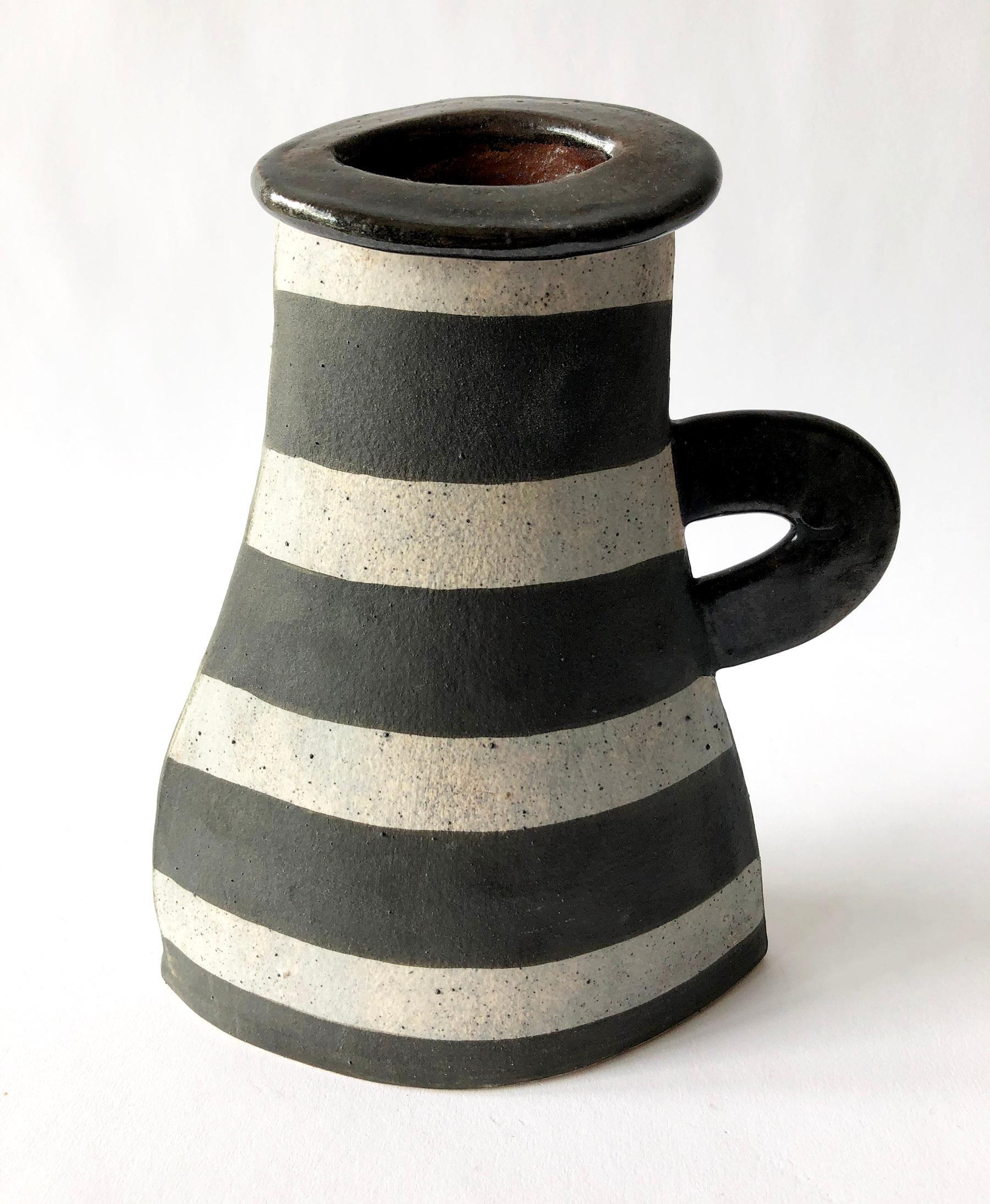 Late 20th Century Kazuko Matthews Stoneware Flattened Postmodernist Vase