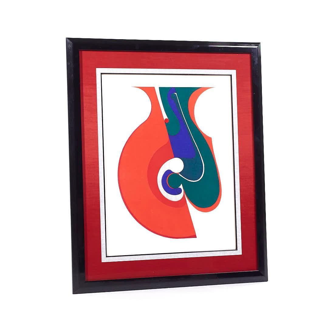 Kazumi Amano Mid Century Red and Blue Abstract Signed Print 11/30 1968

This print measures: 32.5 wide x 1 deep x 39 inches high

We take our photos in a controlled lighting studio to show as much detail as possible. We do not photoshop out