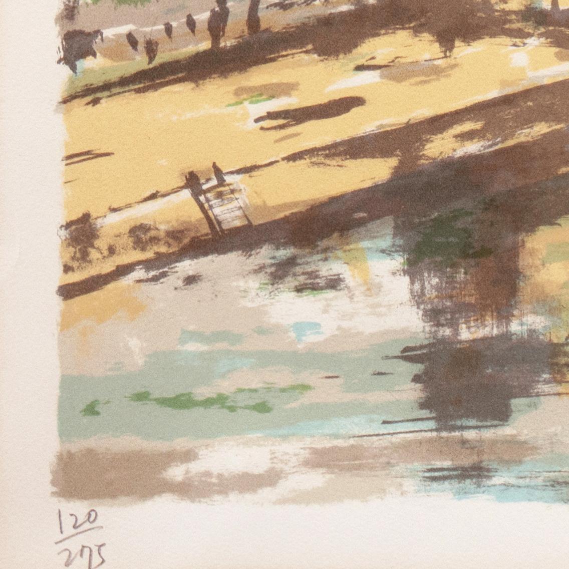 'The Pont Neuf with Notre Dame in the Distance', Tokyo Fine Arts Academy - Beige Landscape Print by Kazunari Ogata