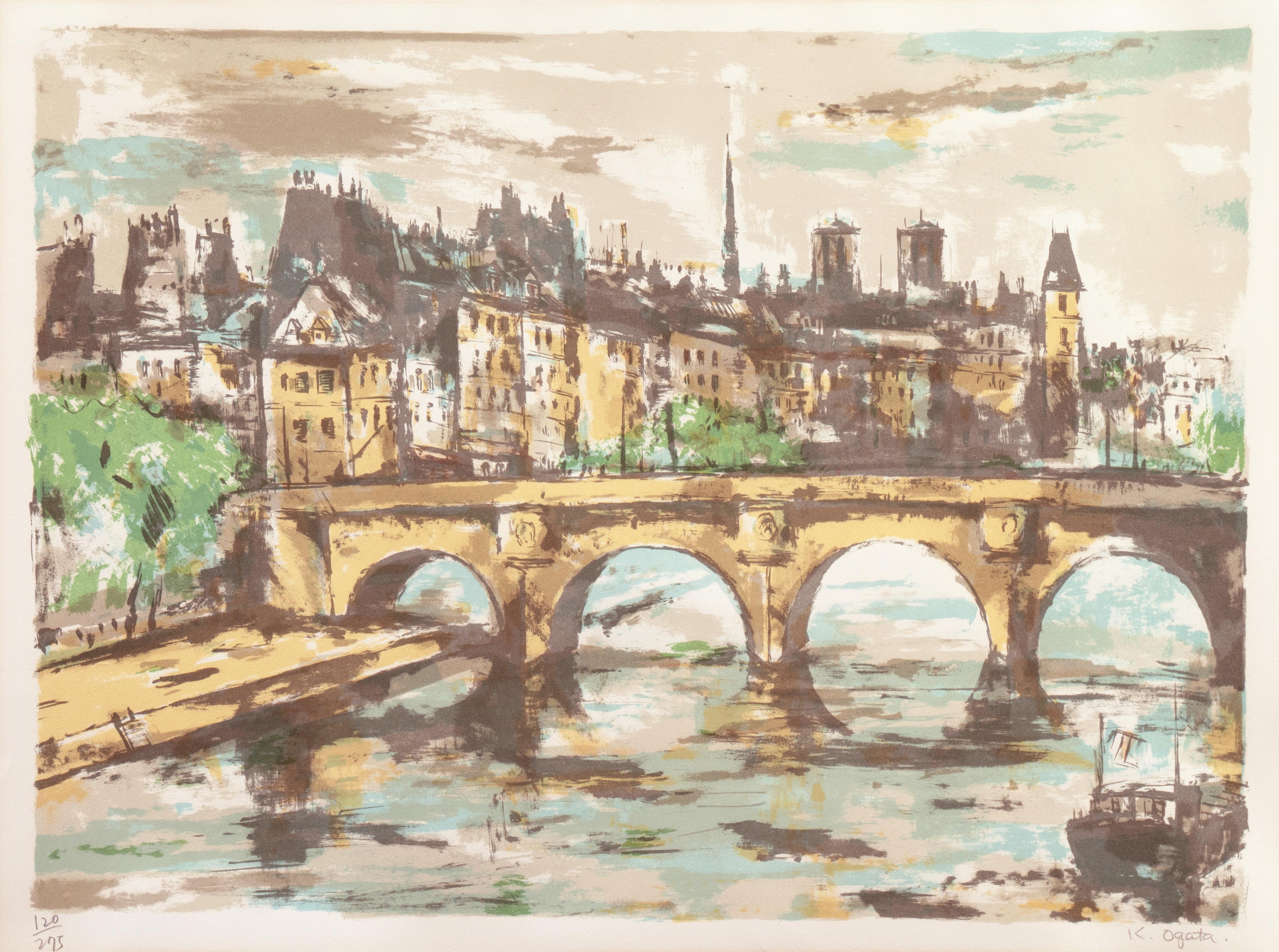 'The Pont Neuf with Notre Dame in the Distance', Tokyo Fine Arts Academy - Print by Kazunari Ogata