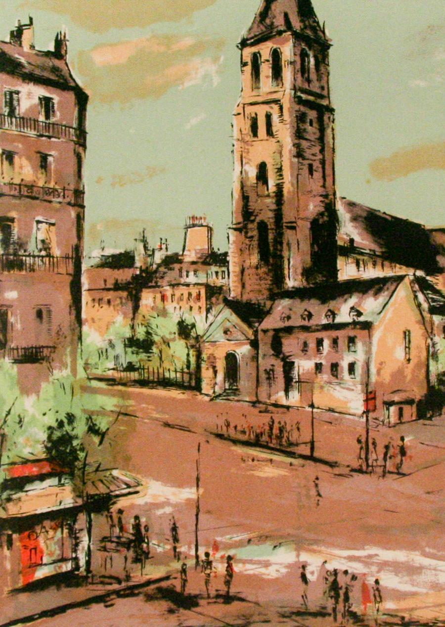 Village Square, Frankreich – Print von Kazunari Ogata