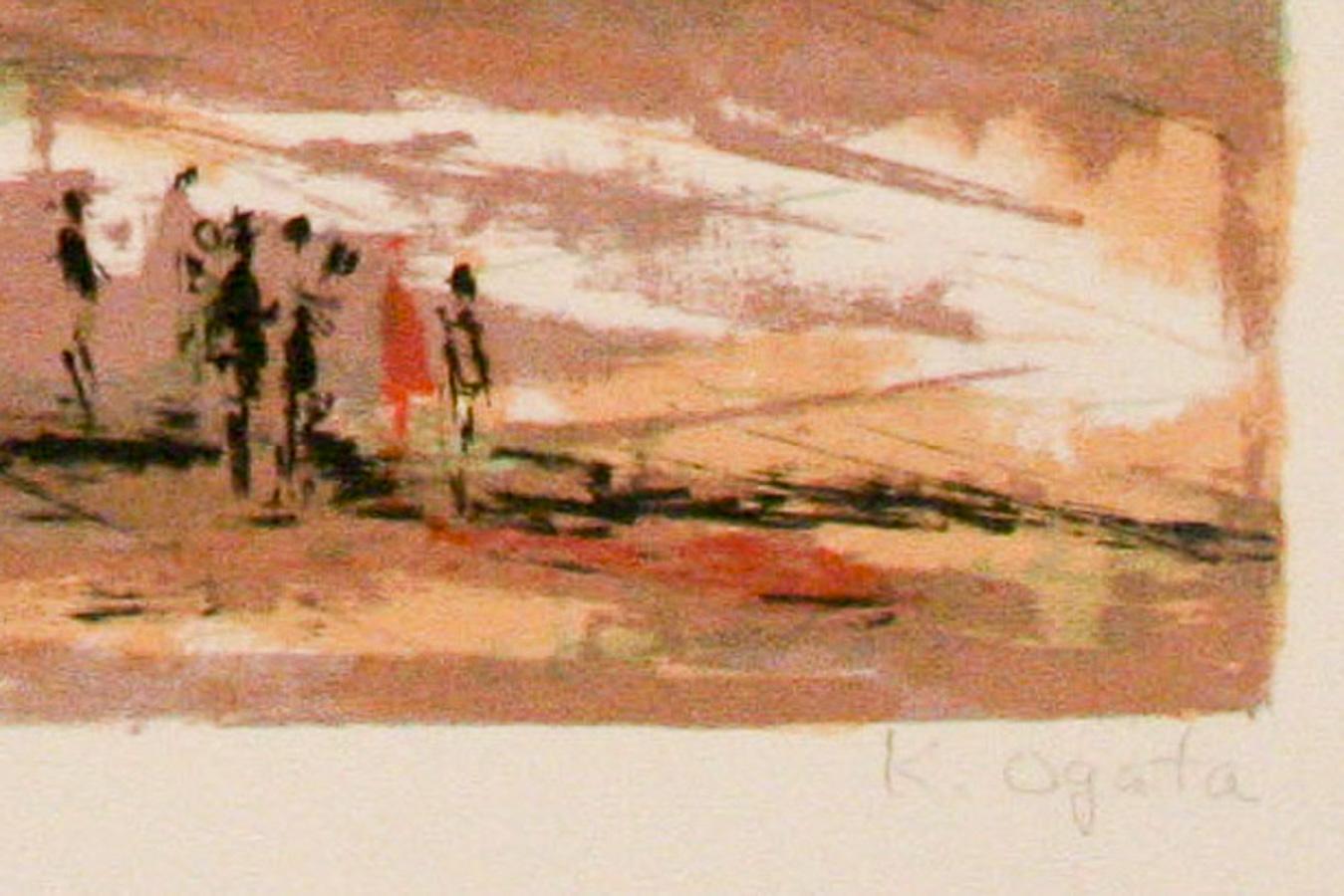 Piazza del Villaggio, Francia - Landscape Print Beige di Kazunari Ogata