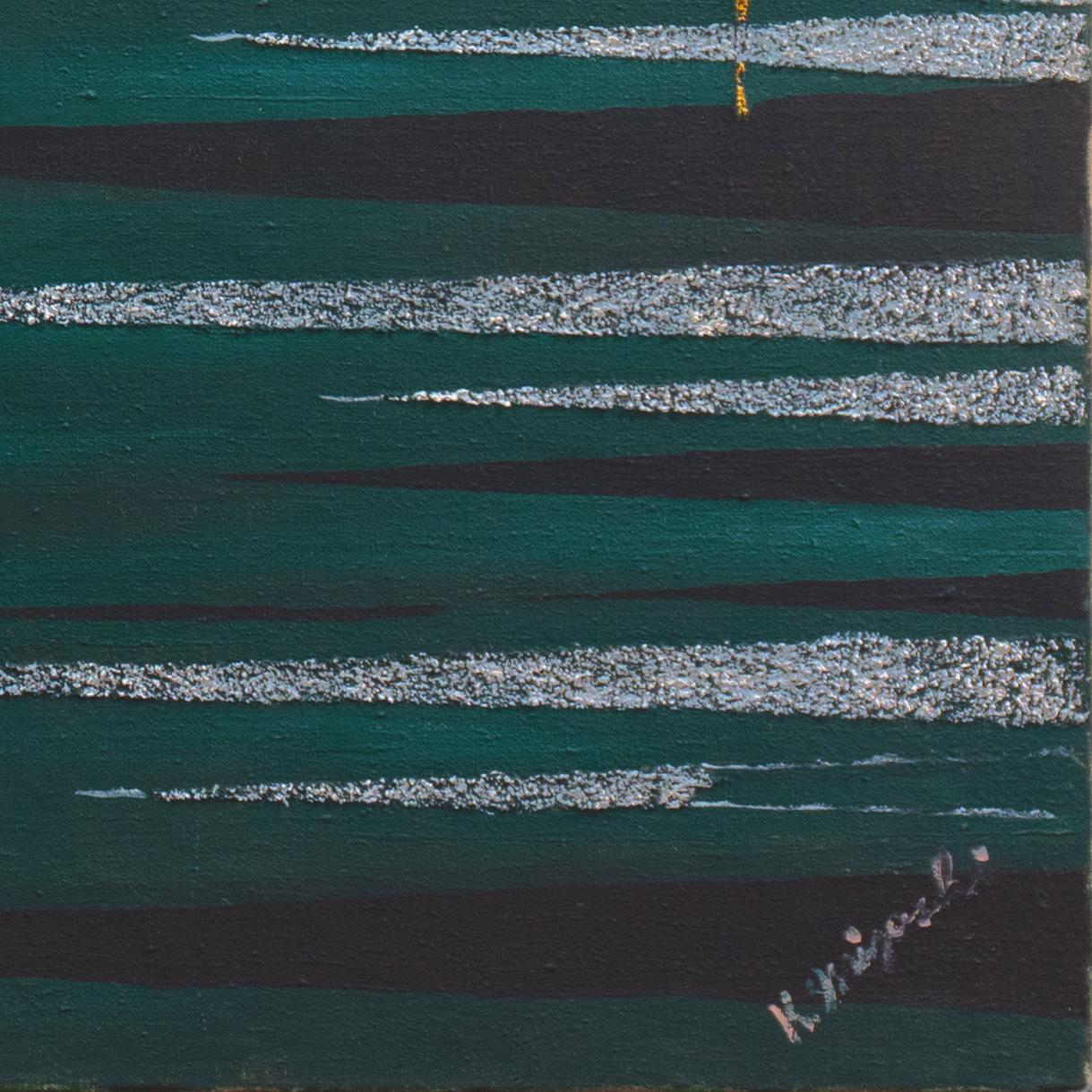'Astratto geometrico', olio giapponese di metà secolo, Saitama, Hanno City, Iwasawa - Painting di Kazuo Miyoshi
