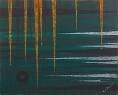 'Geometric Abstract', Japanese Mid-century Oil, Saitama, Hanno City, Iwasawa