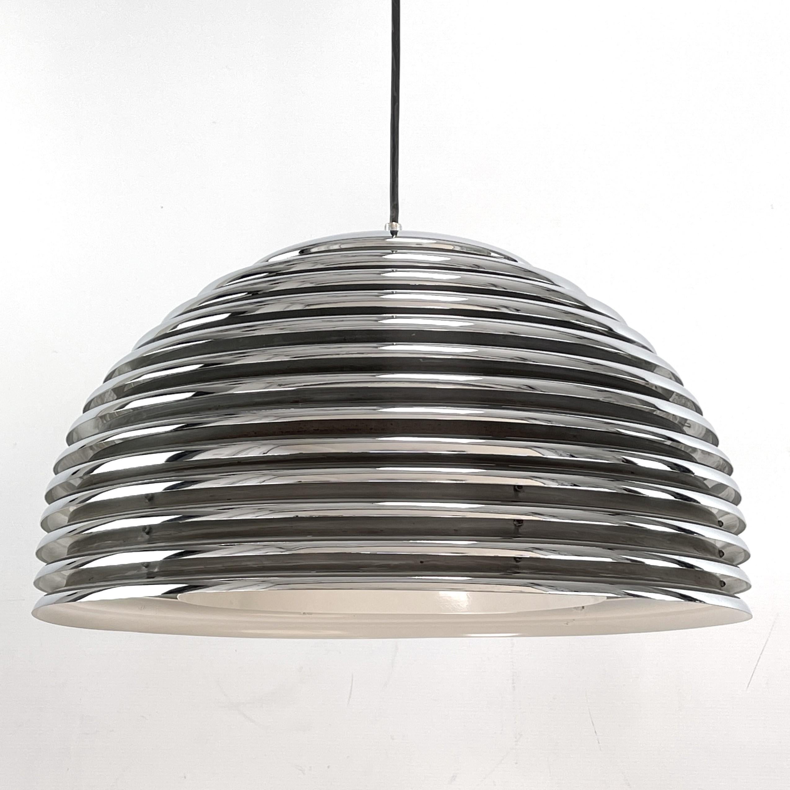 Kazuo Motozawa Saturno chrom Pendant Light for Staff, 1970s In Excellent Condition For Sale In Saarburg, RP