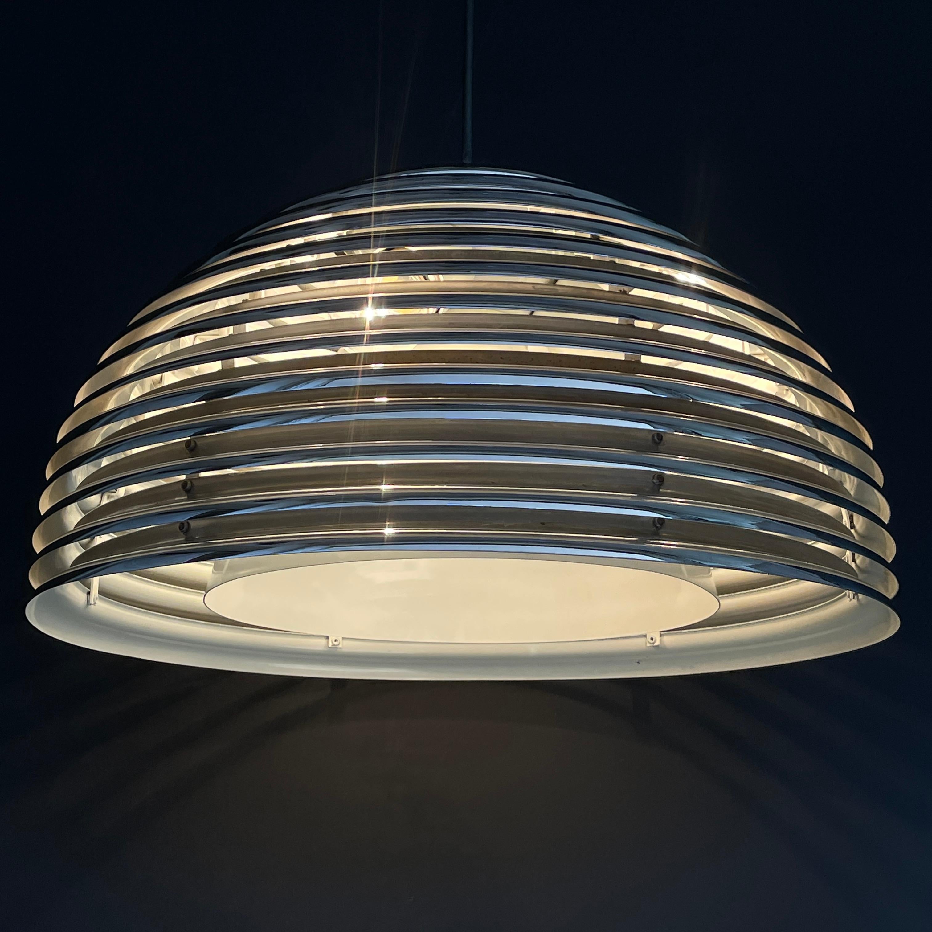 Late 20th Century Kazuo Motozawa Saturno chrom Pendant Light for Staff, 1970s For Sale