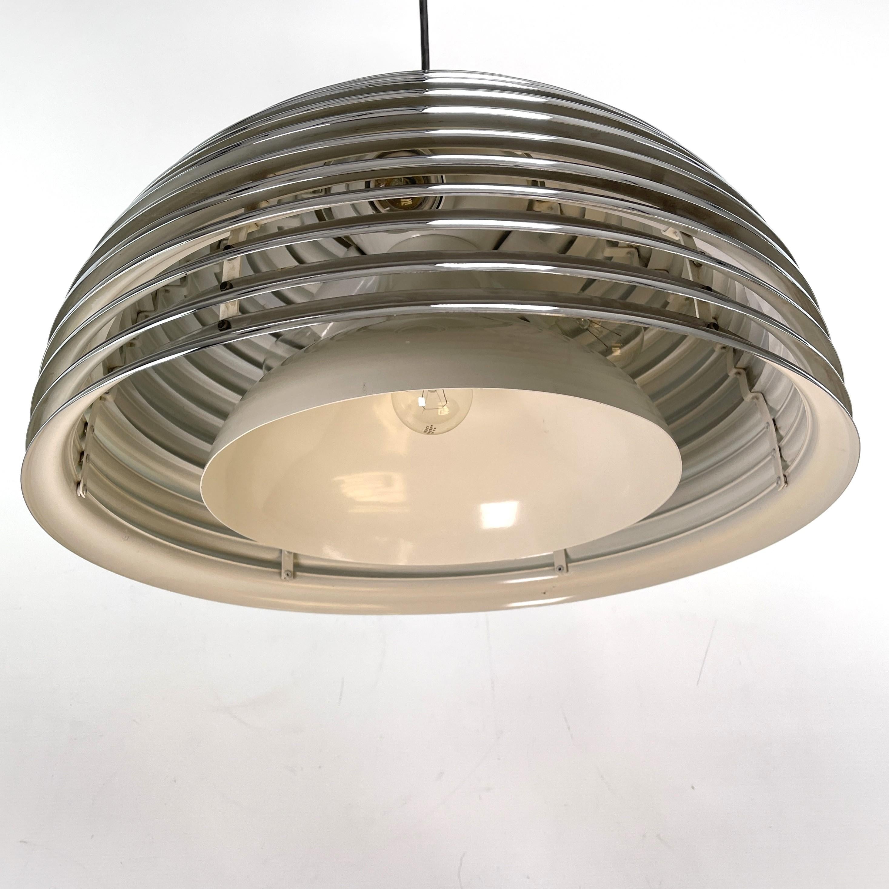 Metal Kazuo Motozawa Saturno chrom Pendant Light for Staff, 1970s For Sale