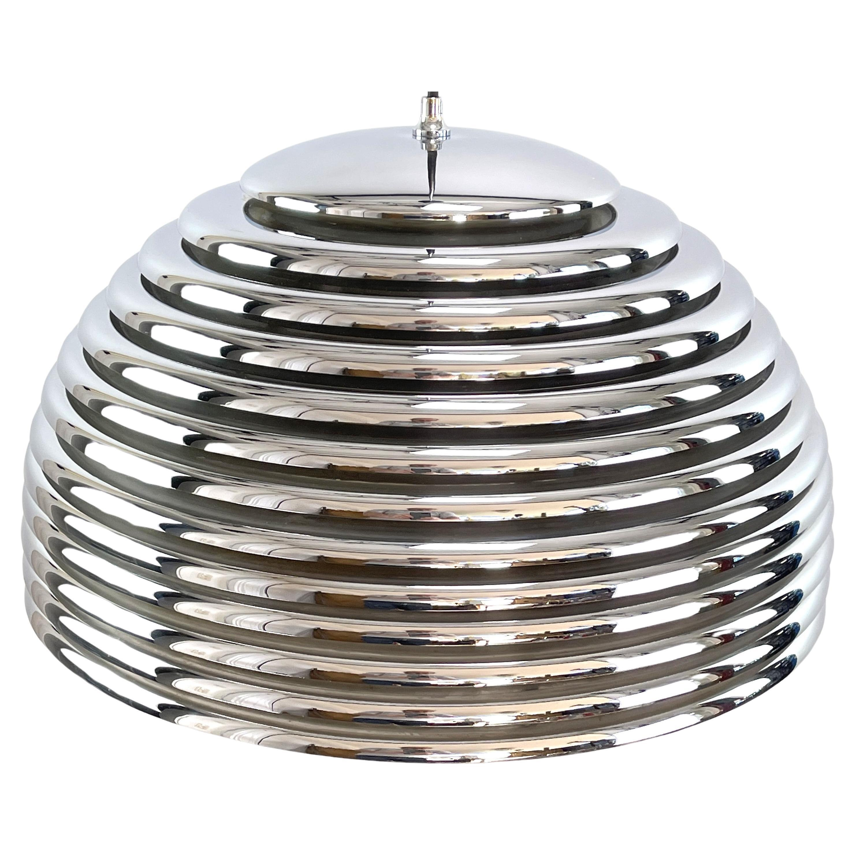 Kazuo Motozawa Saturno chrom Pendant Light for Staff, 1970s For Sale