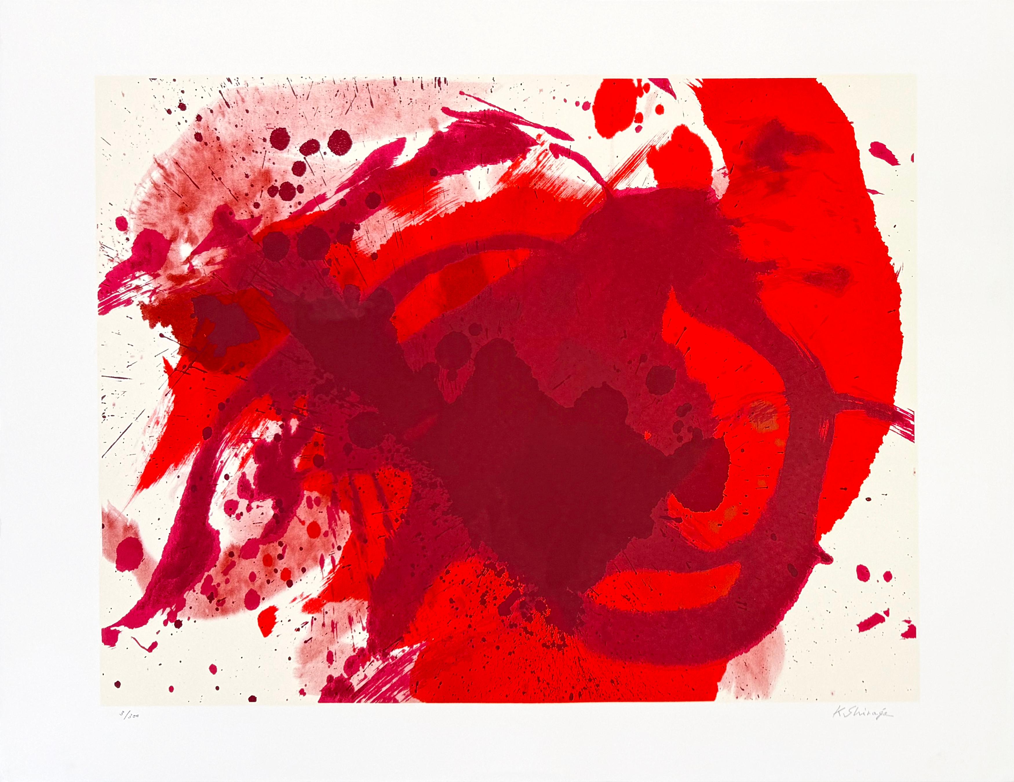 Abstract Print di Kazuo Shiraga - Vincitore appassionato (Olympiadi di Seul), serigrafia firmata a mano