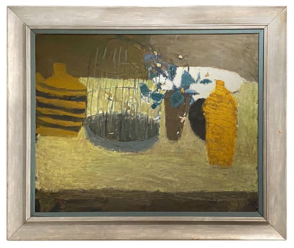 Kazuo Shirofuku Abstract Painting - 1966 Framed Vintage Still Life, Oil on Linen, Japanese