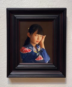 Aika - Retrato hiperrealista al óleo de una mujer joven con atuendo tradicional, 2024