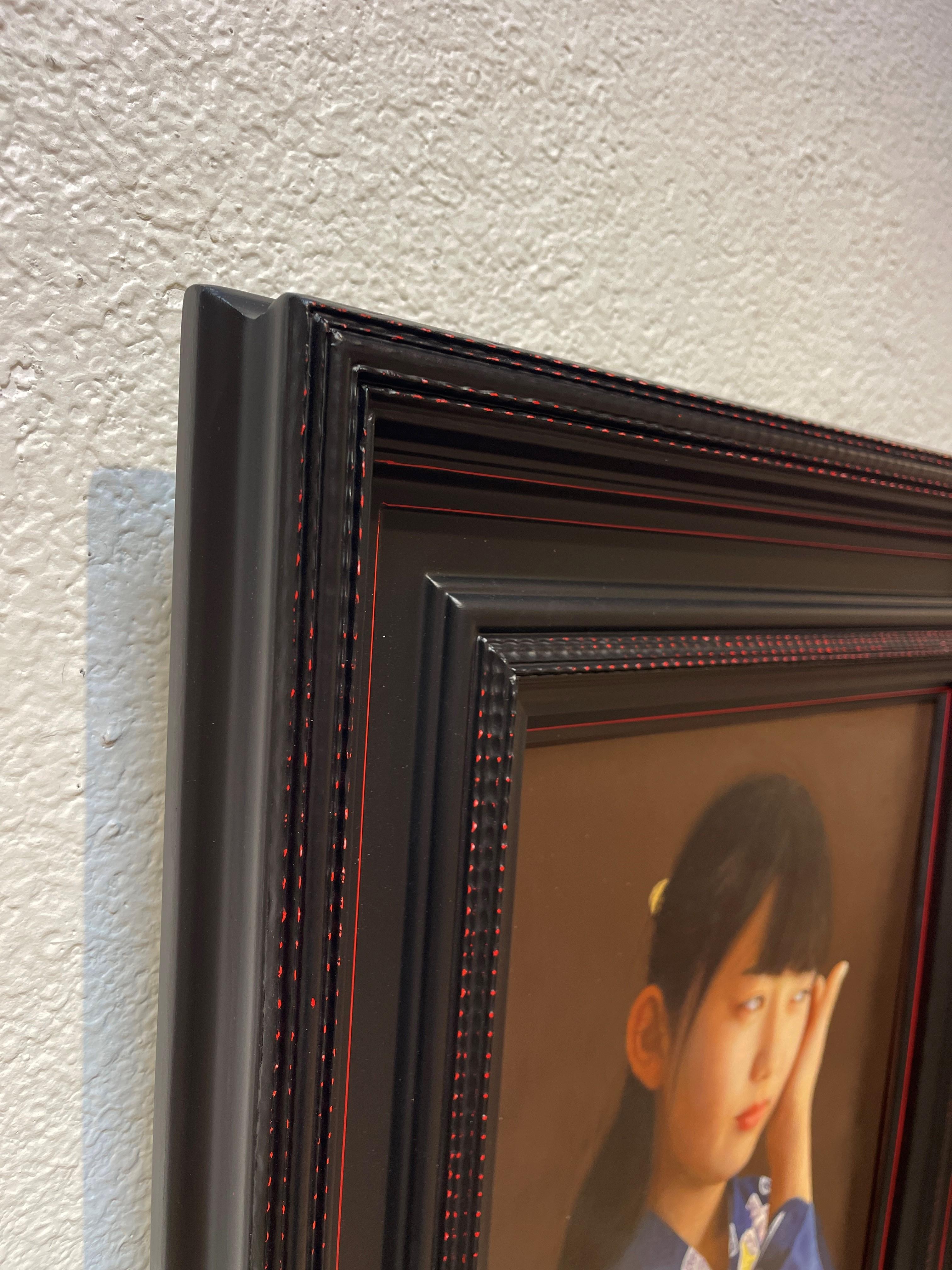 Aika – Hyperrealistisches Ölporträt einer jungen Frau in traditioneller Kleidung, 2024 (Realismus), Painting, von Kazuya Ushioda
