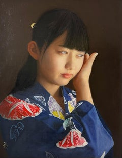 Aika - Hyperrealistic Oil Portrait of a Young Woman in Traditional Attire, 2024
