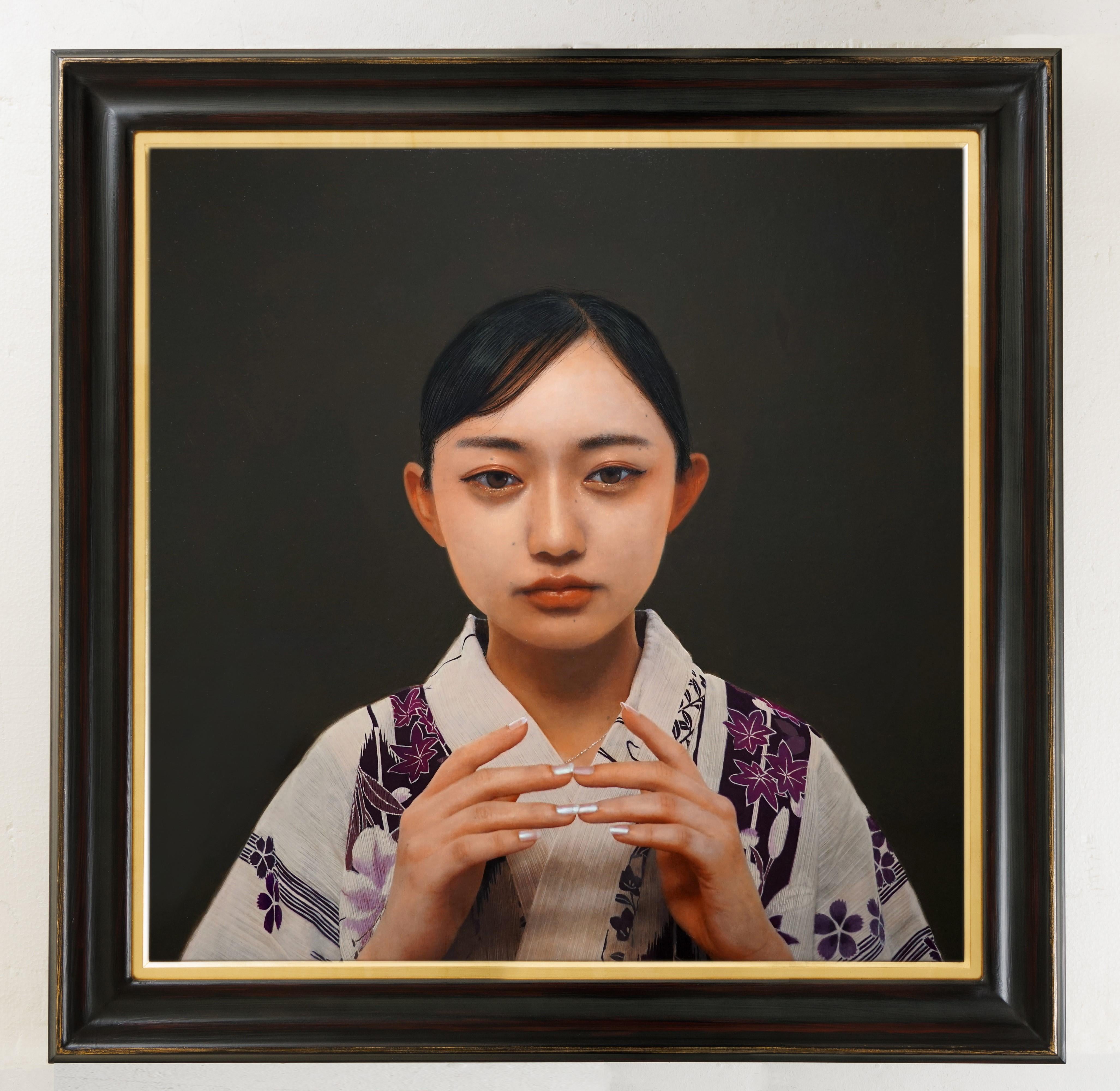 « Architecture et prière » (2022) de Kazuya Ushioda, peinture de portrait à l'huile et à l'impasto en vente 1