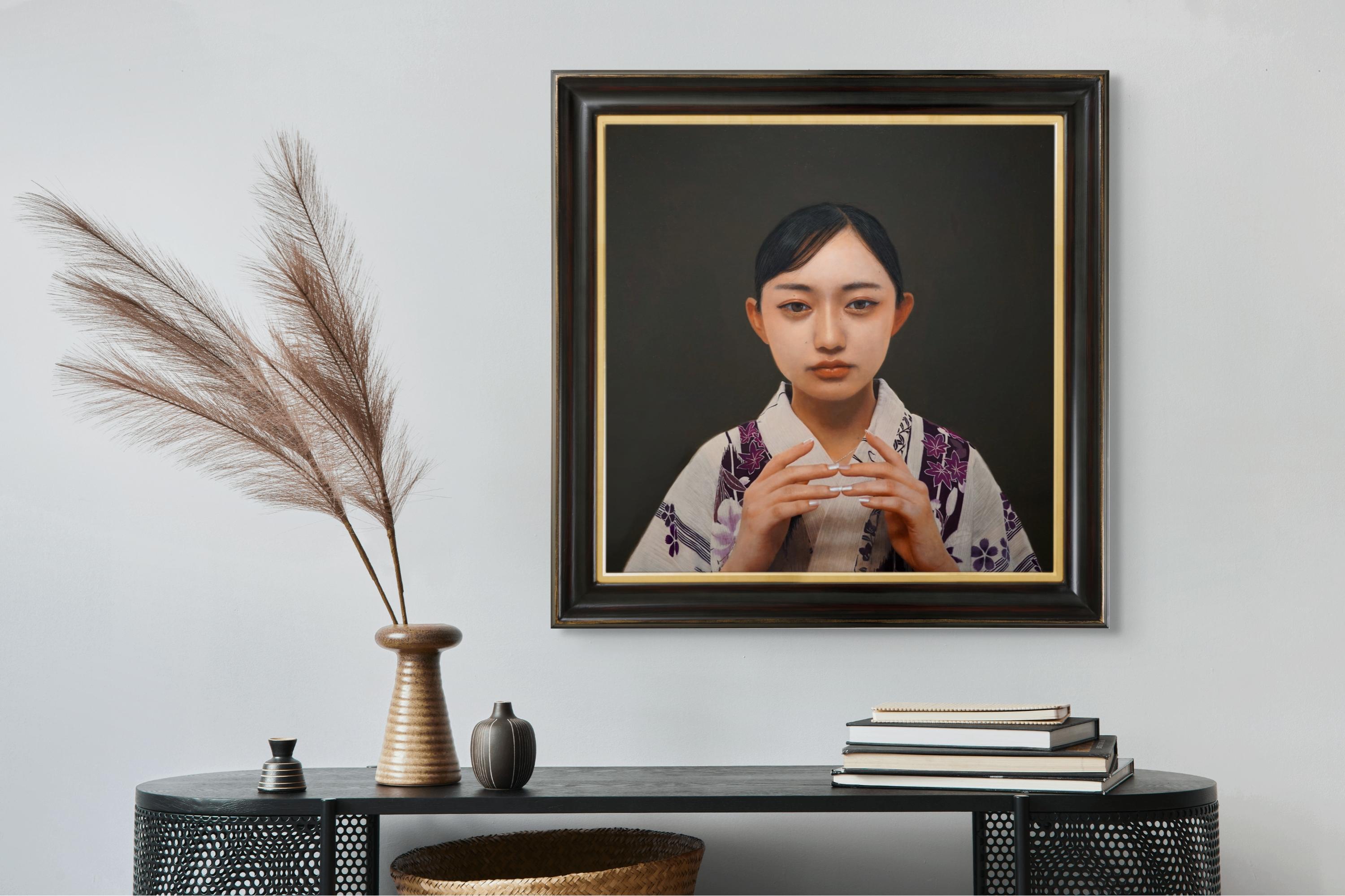 « Architecture et prière » (2022) de Kazuya Ushioda, peinture de portrait à l'huile et à l'impasto en vente 4