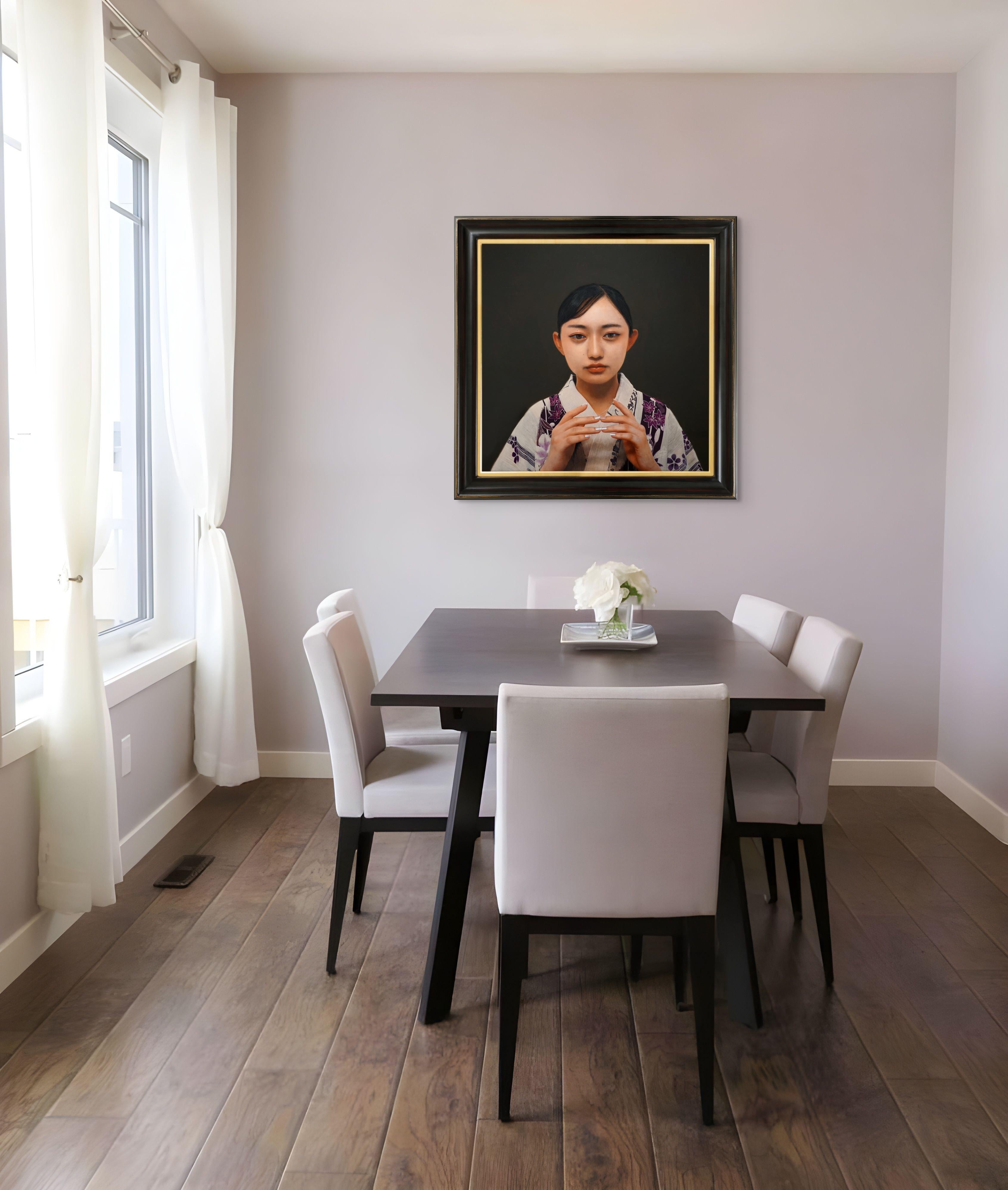 « Architecture et prière » (2022) de Kazuya Ushioda, peinture de portrait à l'huile et à l'impasto en vente 6