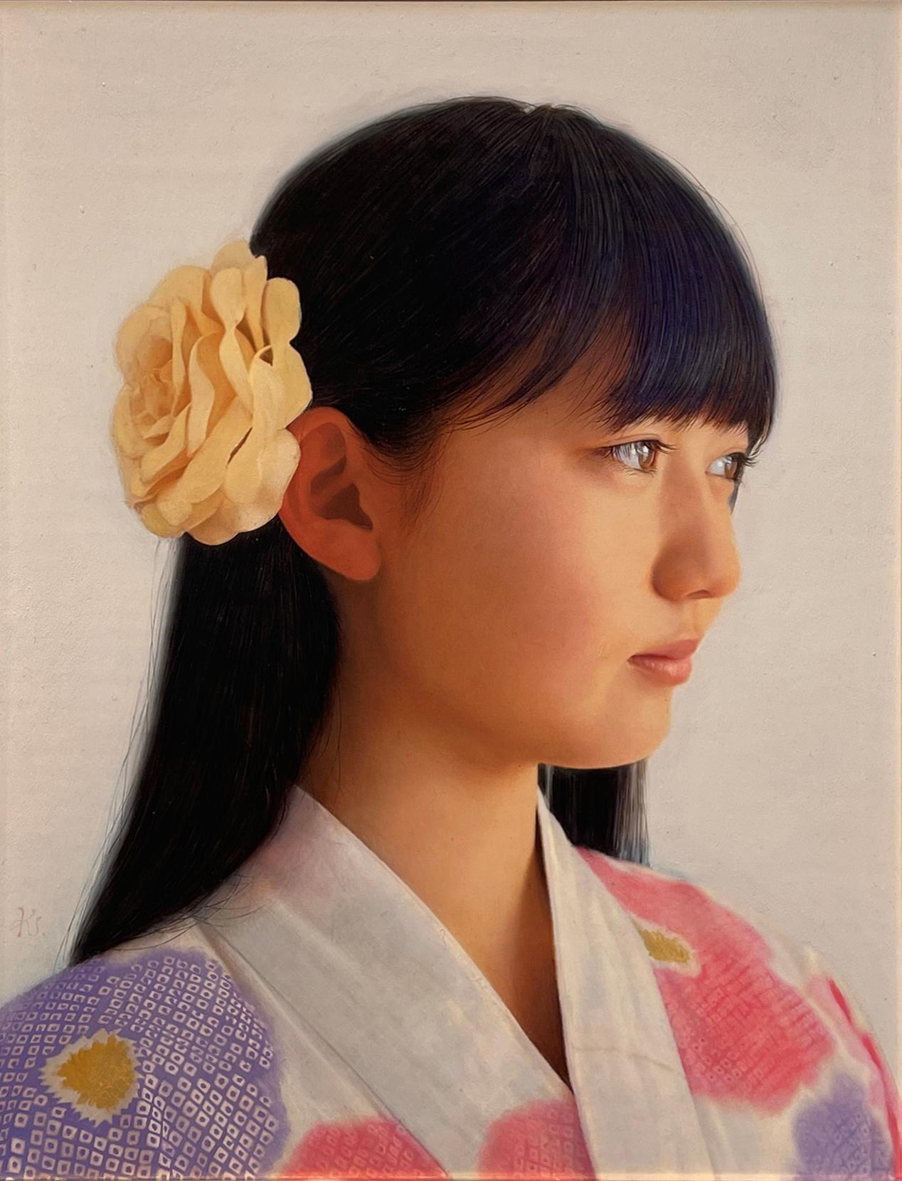 Kazuya Ushioda Figurative Painting - "Koharu" Original Handmade Oil Painting