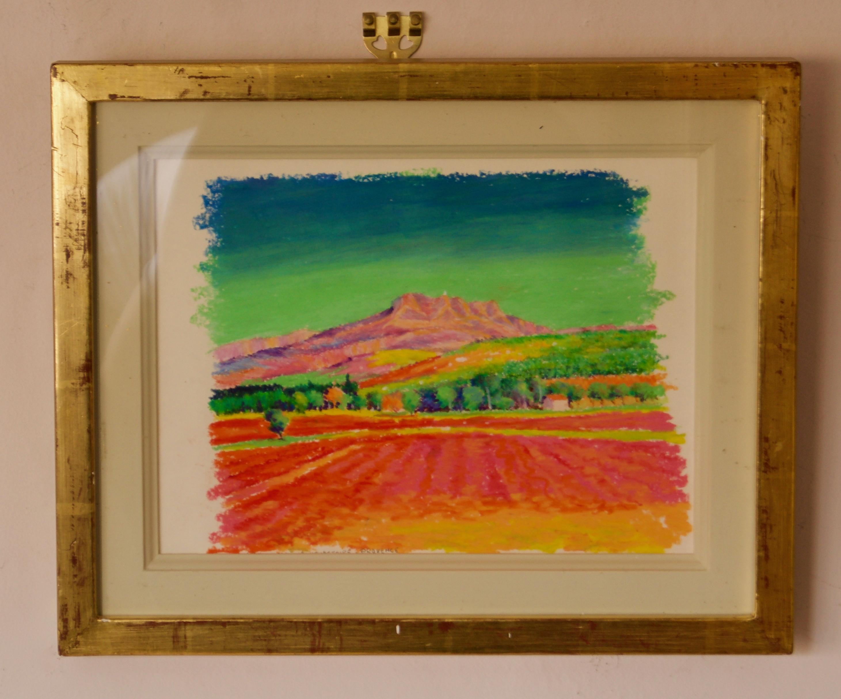 Provence - Early 21st Century Oil Pastel of Landscape France by K.B Hancock - Painting by K.B. Hancock
