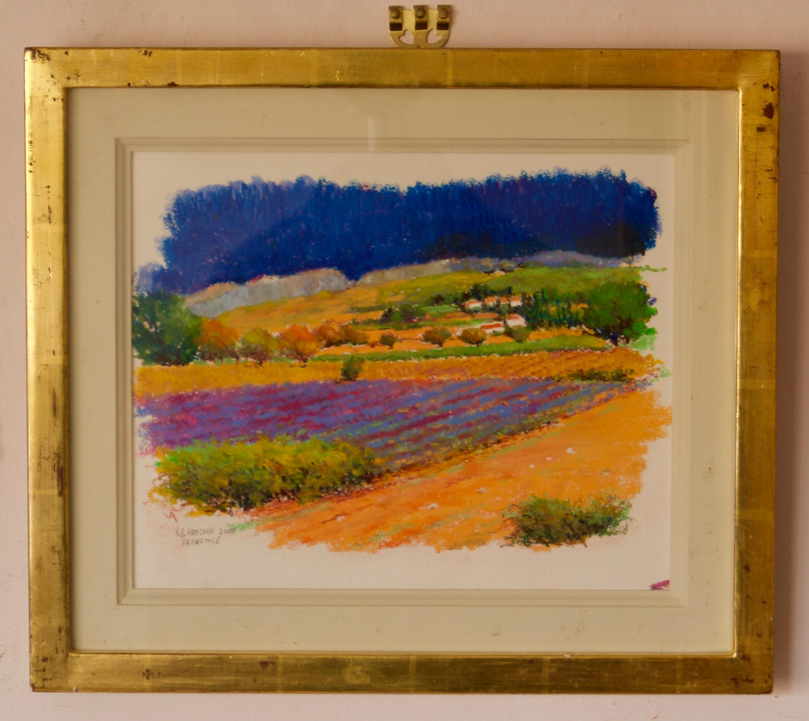 Provence South of France - Early 21st Century Landscape Oil Pastel by Hancock - Painting by K.B. Hancock