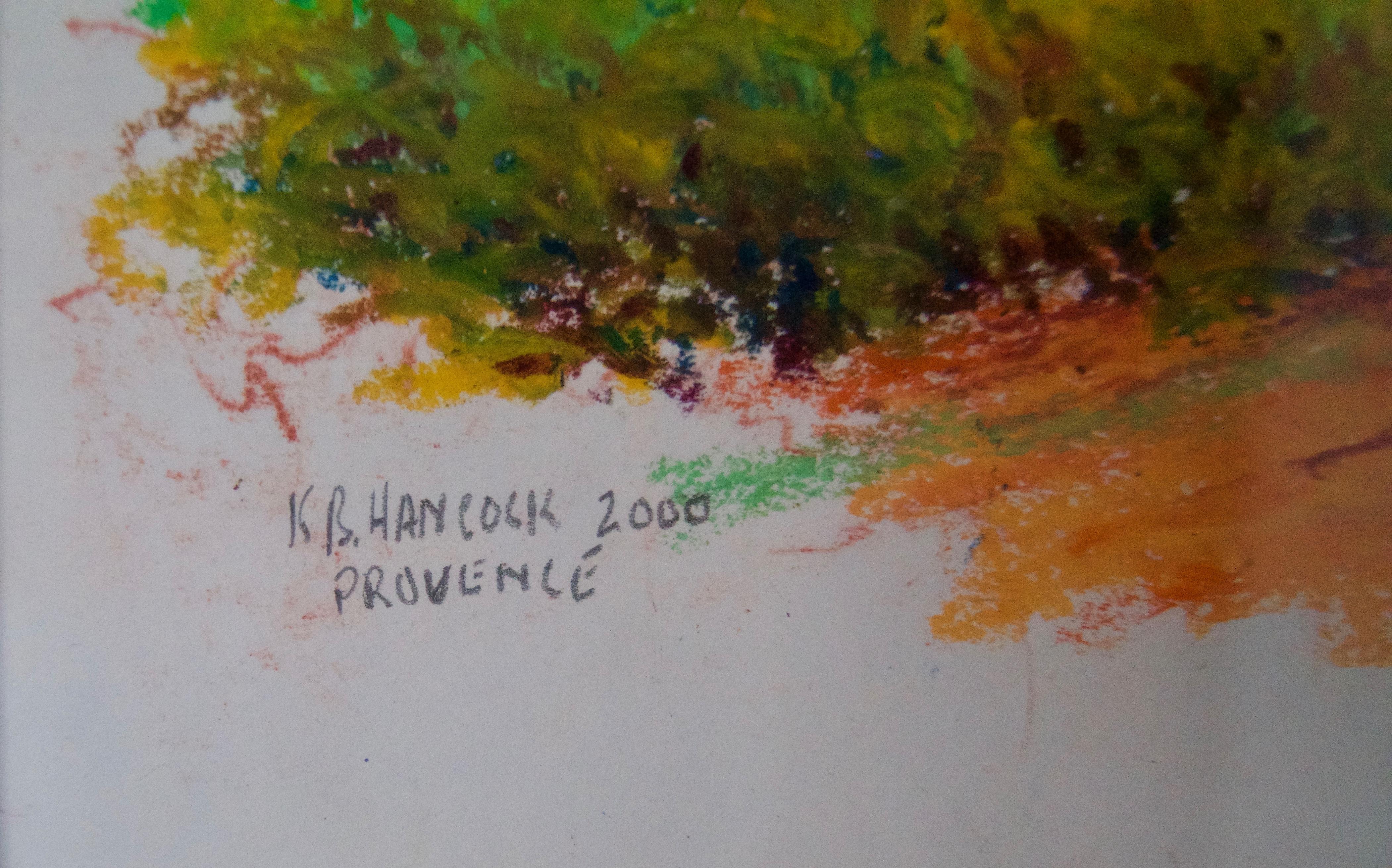 Provenza Sur de Francia - Paisaje de principios del siglo XXI Pastel al óleo de Hancock - Landscape Painting Marrón de K.B. Hancock
