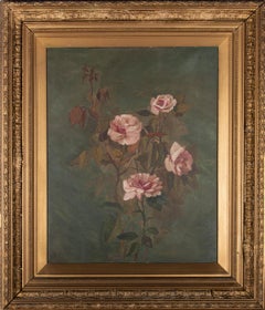 K.B - Early 20th Century Oil, Pink Roses