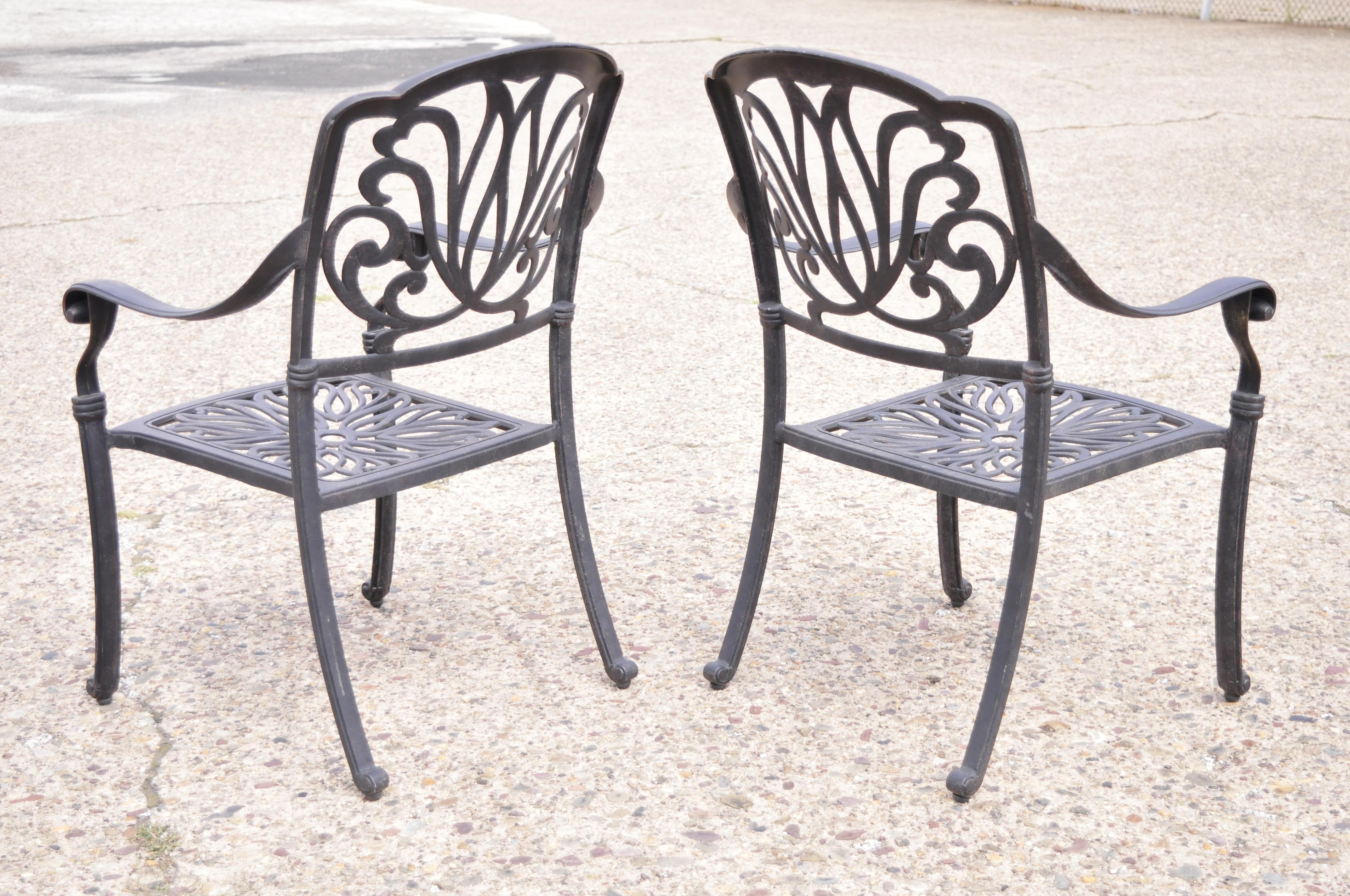 KB Patio Elizabeth Collection Aluminum Garden Patio Dining Arm Chairs - Set of 6 For Sale 4