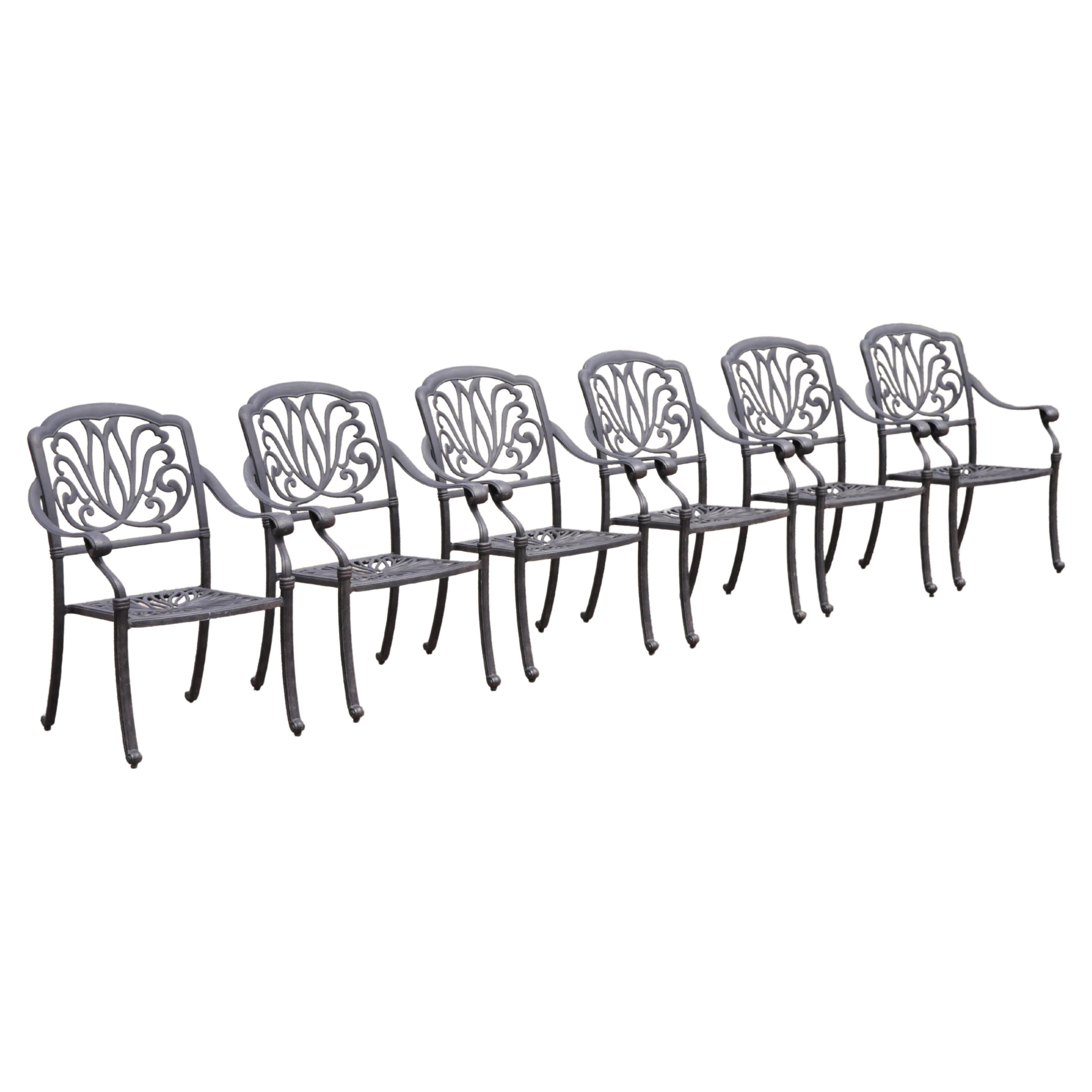 Fauteuils de salle à manger de jardin en aluminium de la collection KB pour patio Elizabeth - Lot de 6