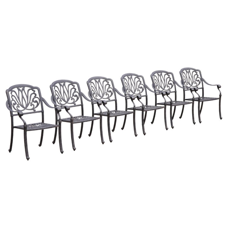 KB Patio Elizabeth Collection Aluminum Garden Patio Dining Arm Chairs Set Of 6