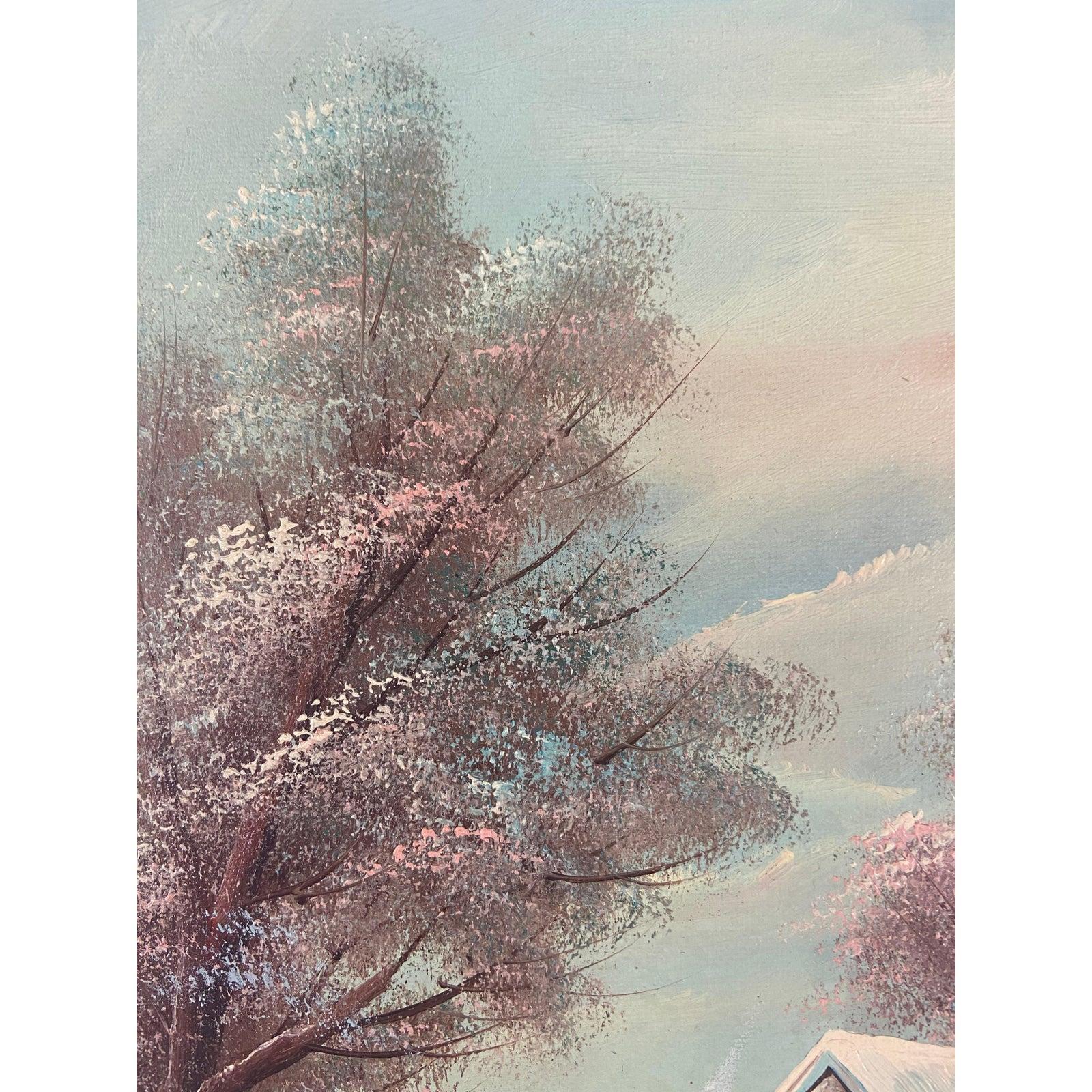 K. Bernath Outdoor Snow Scene Oil on Canvas Painting For Sale 4