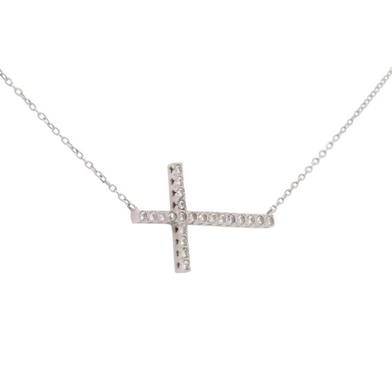 Kc Design KC Designs 0.19 Carat Diamond Sideway Cross Necklace 14 Karat In Stock ...