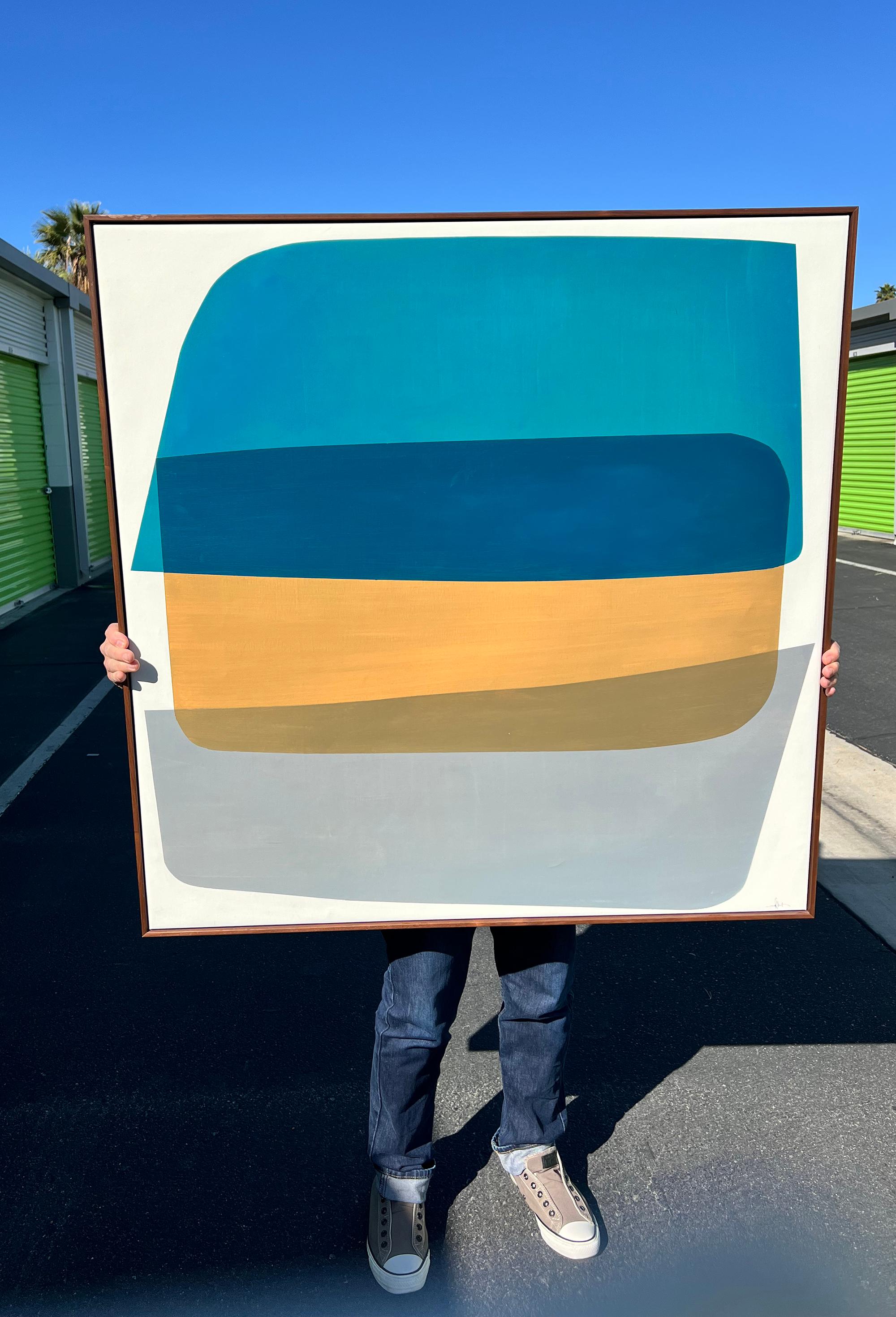 KC Haxton Amerikanischer Modernist Öl auf Leinwand mit Nussbaumrahmen im Zustand „Gut“ im Angebot in Palm Springs, CA