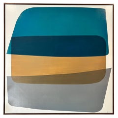 KC Haxton American Modernist Oil on Canvas with Walnut Frame