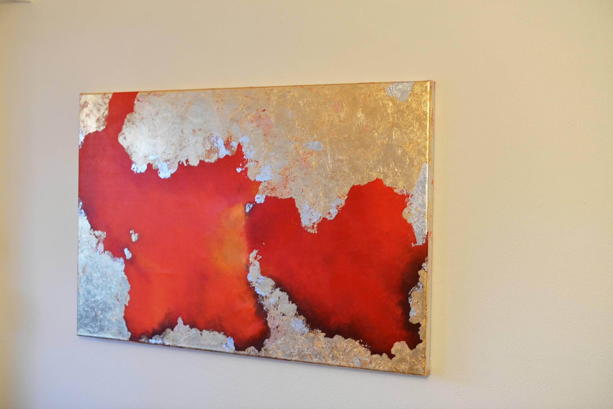 Hic Sunt Leones - Gold Abstract Painting by KC PAILLARD