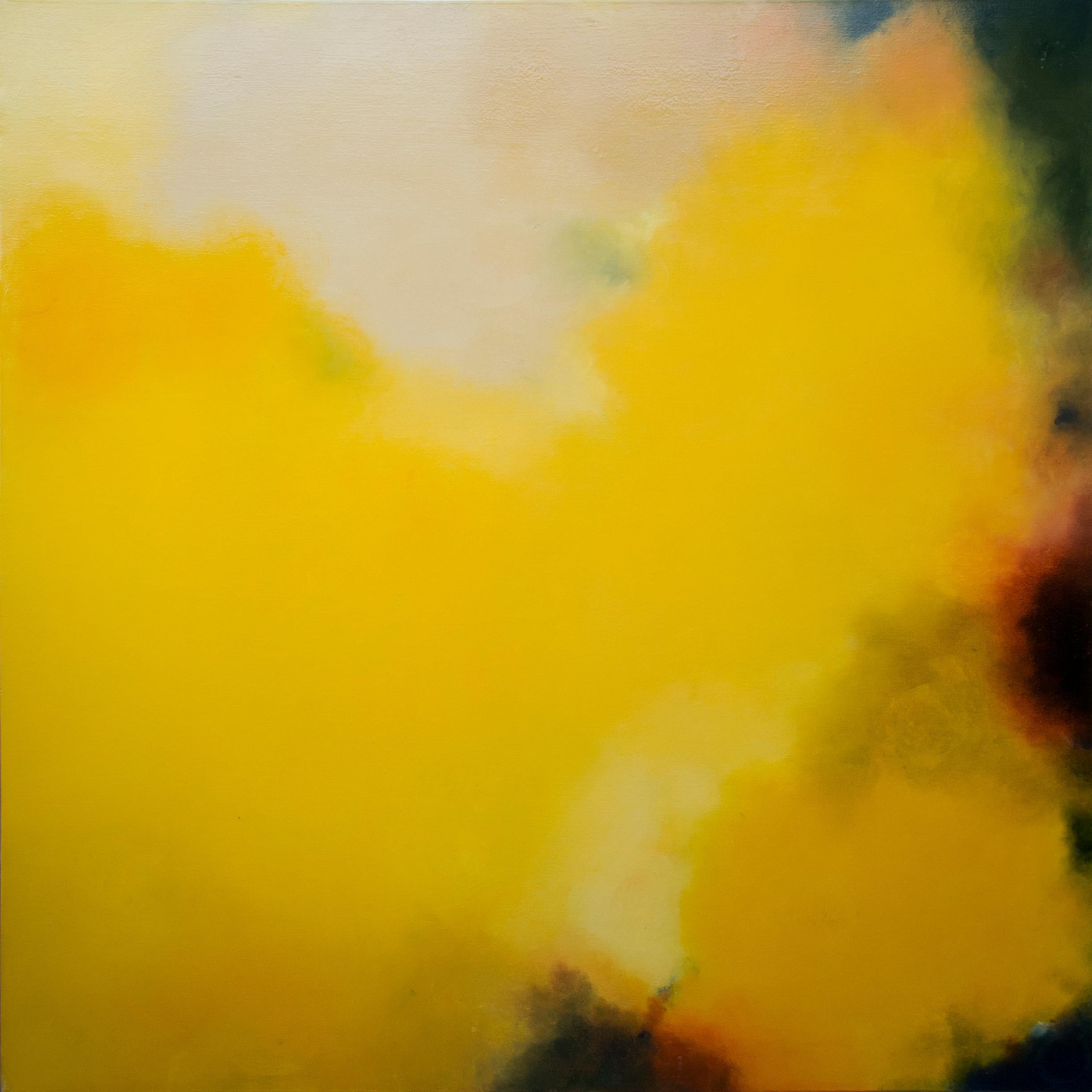 KC PAILLARD Abstract Painting - Shades of Doubt and Shapes of Hope, Abstract Yellow Softcolored Pastel on canvas