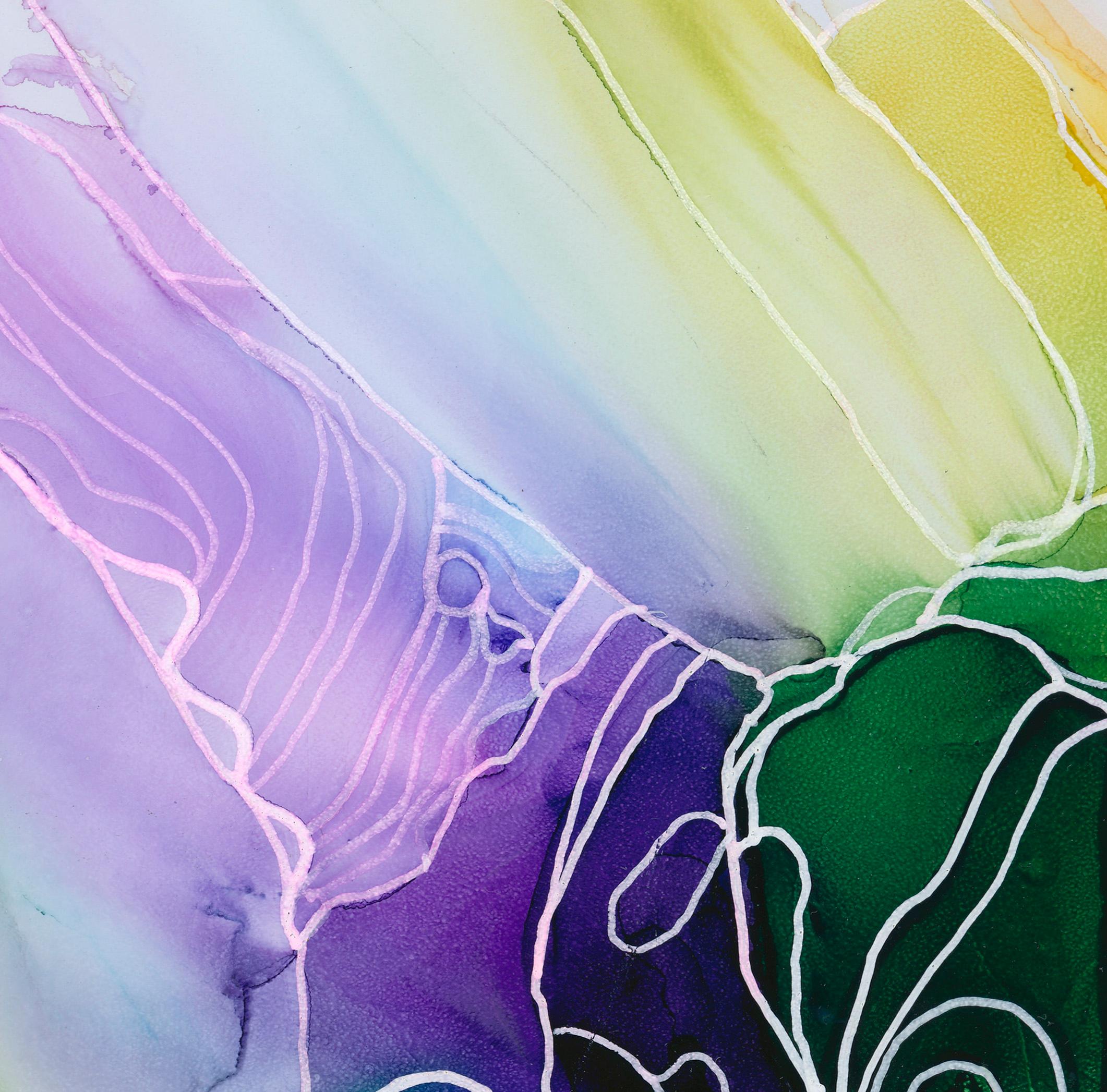Tutti i colori portano a...? - Pittura astratta originale a inchiostro su tavola di plastica, 2019 - Painting Astratto di KC Pollak
