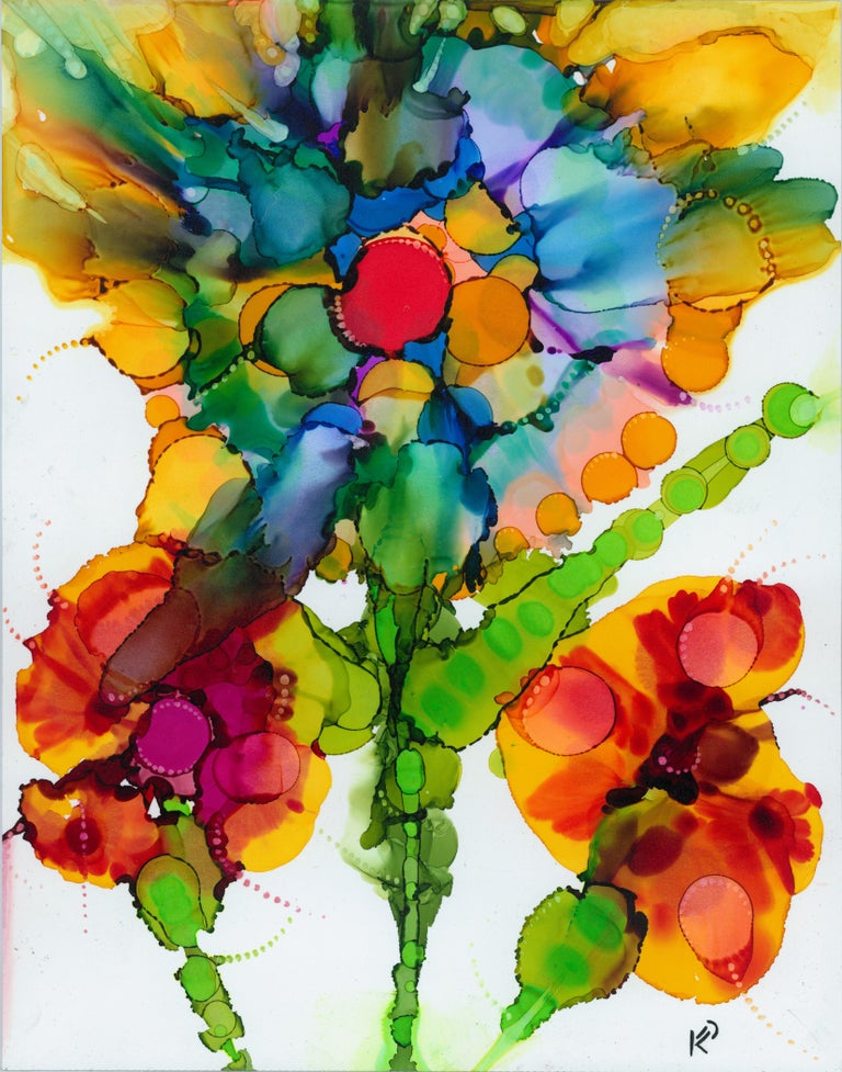 KC Pollak - Bluebird, Abstract Ink Painting, 2018 For Sale at 1stDibs