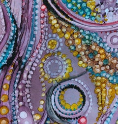 Curious Route, Original Abstract Ink Painting on Plastic Board, 2019