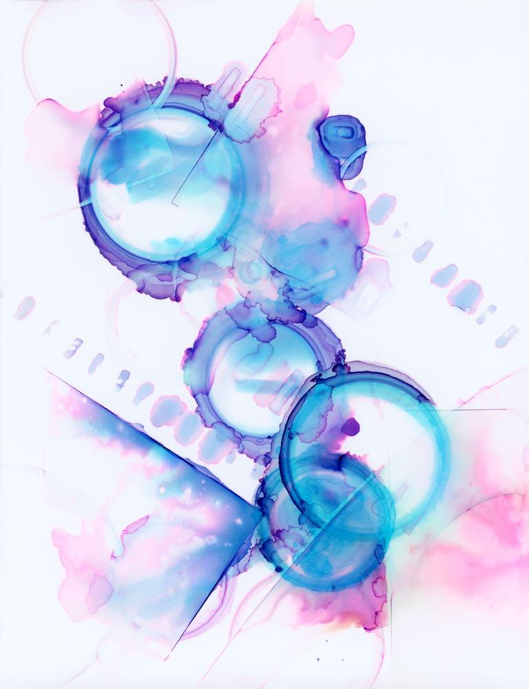 KC Pollak Abstract Painting – Out of Bounds, Original abstraktes Tuschegemälde auf Papier