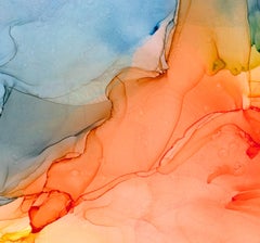 Sunset Splash, Original Abstract Ink Painting on Yupo Paper, 2019