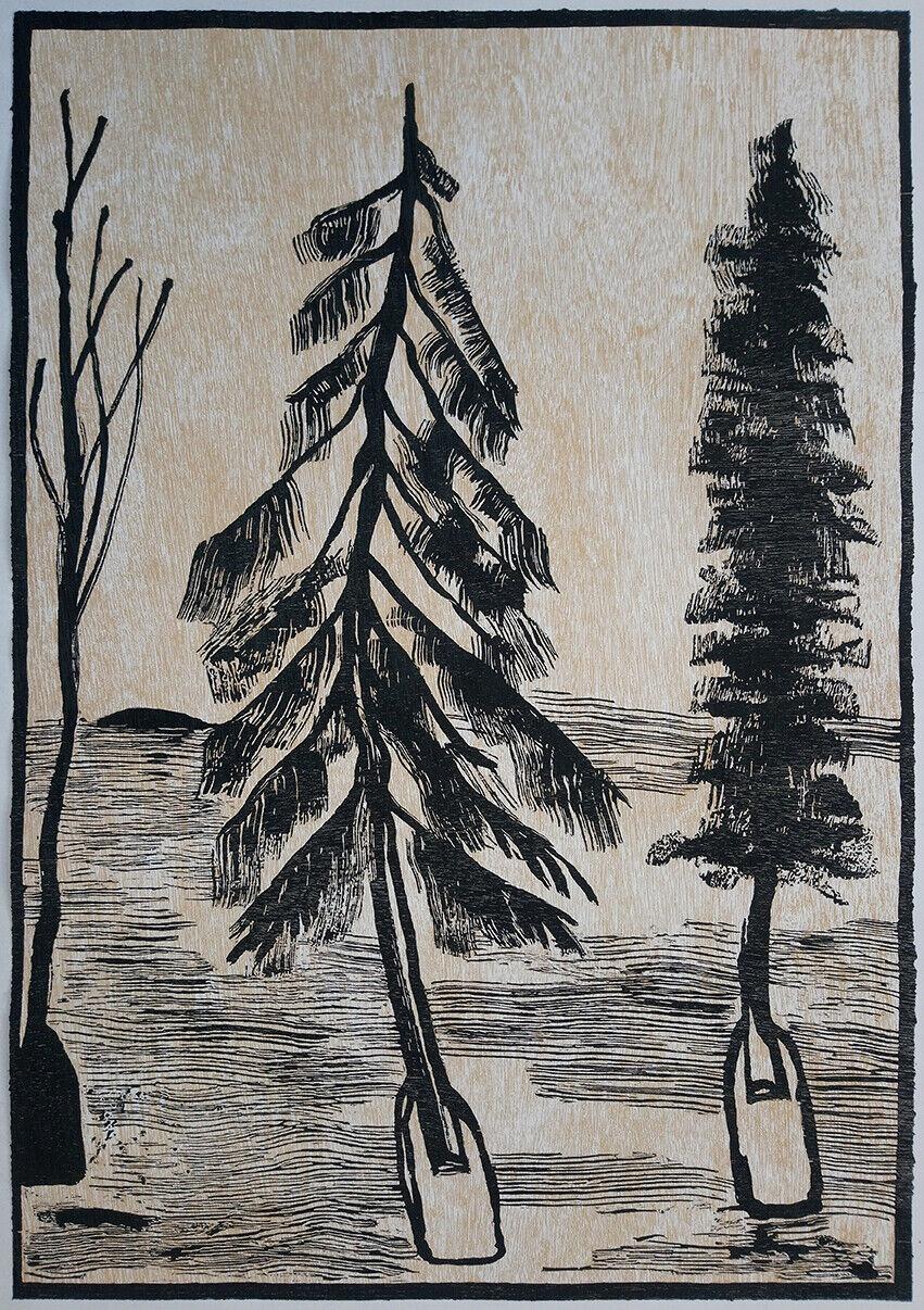 KCHO (Alexis Leyva Machado), ¨Untitled I¨, 2019, Woodcut, 44.7x31.1 in