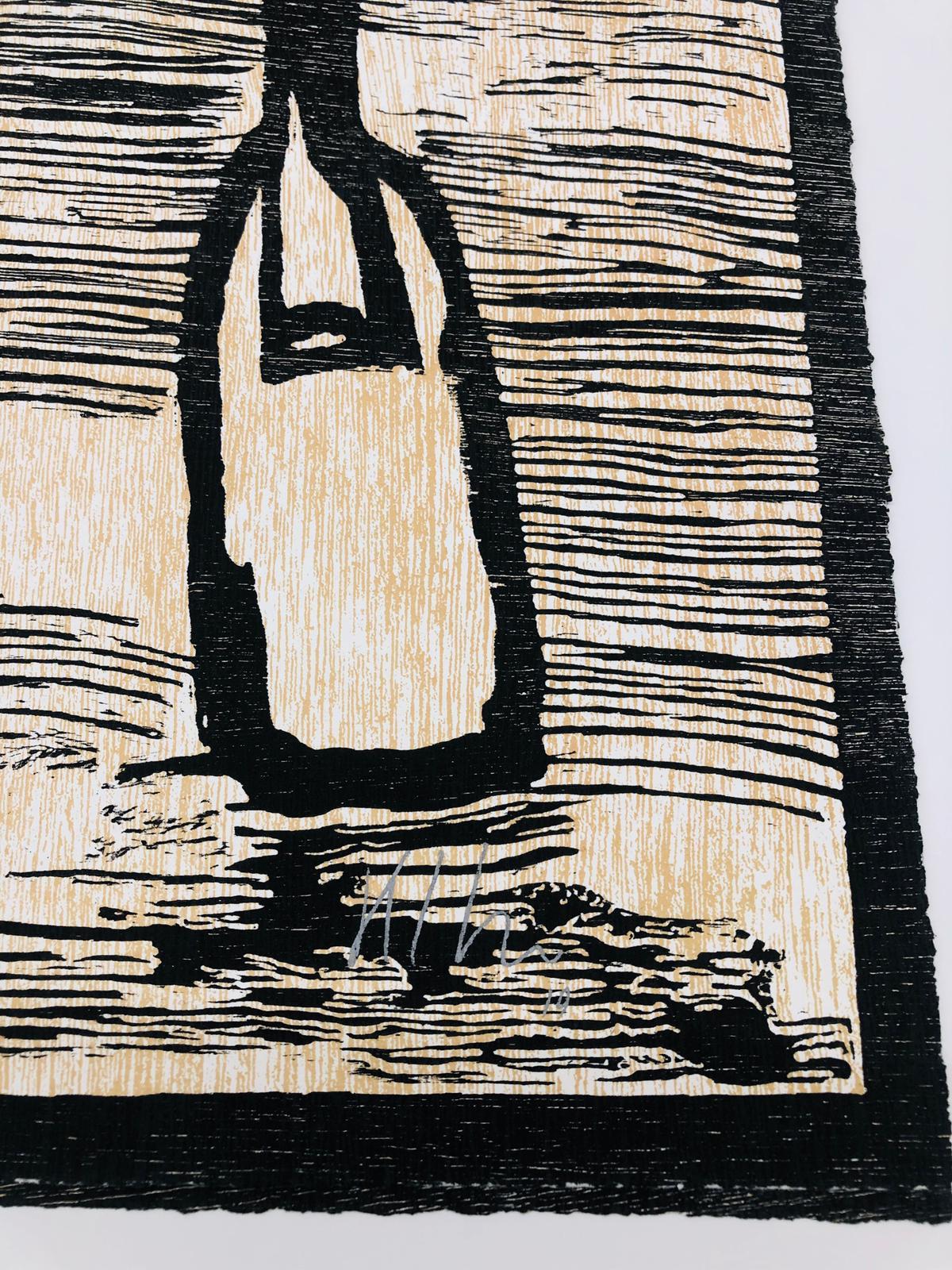 Kcho, Untitled I, 2019 Original Woodcut 45x31in landscape abstract povera art - Contemporary Print by KCHO (Alexis Leyva Machado)