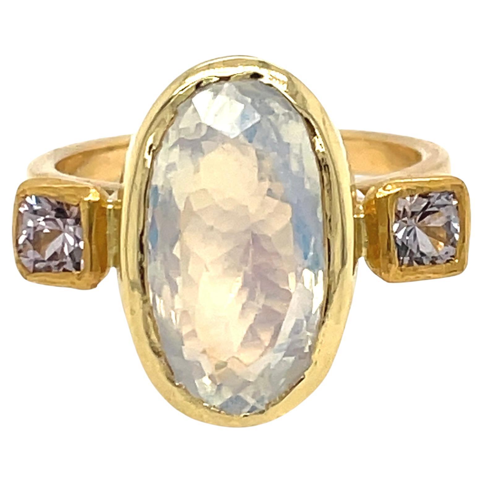 KD for J Weir Gems 7 Carat Rainbow Moonstone Spinel Gold Ring