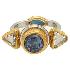 KD for J Weir Gems Sapphire Diamond Platinum Ring