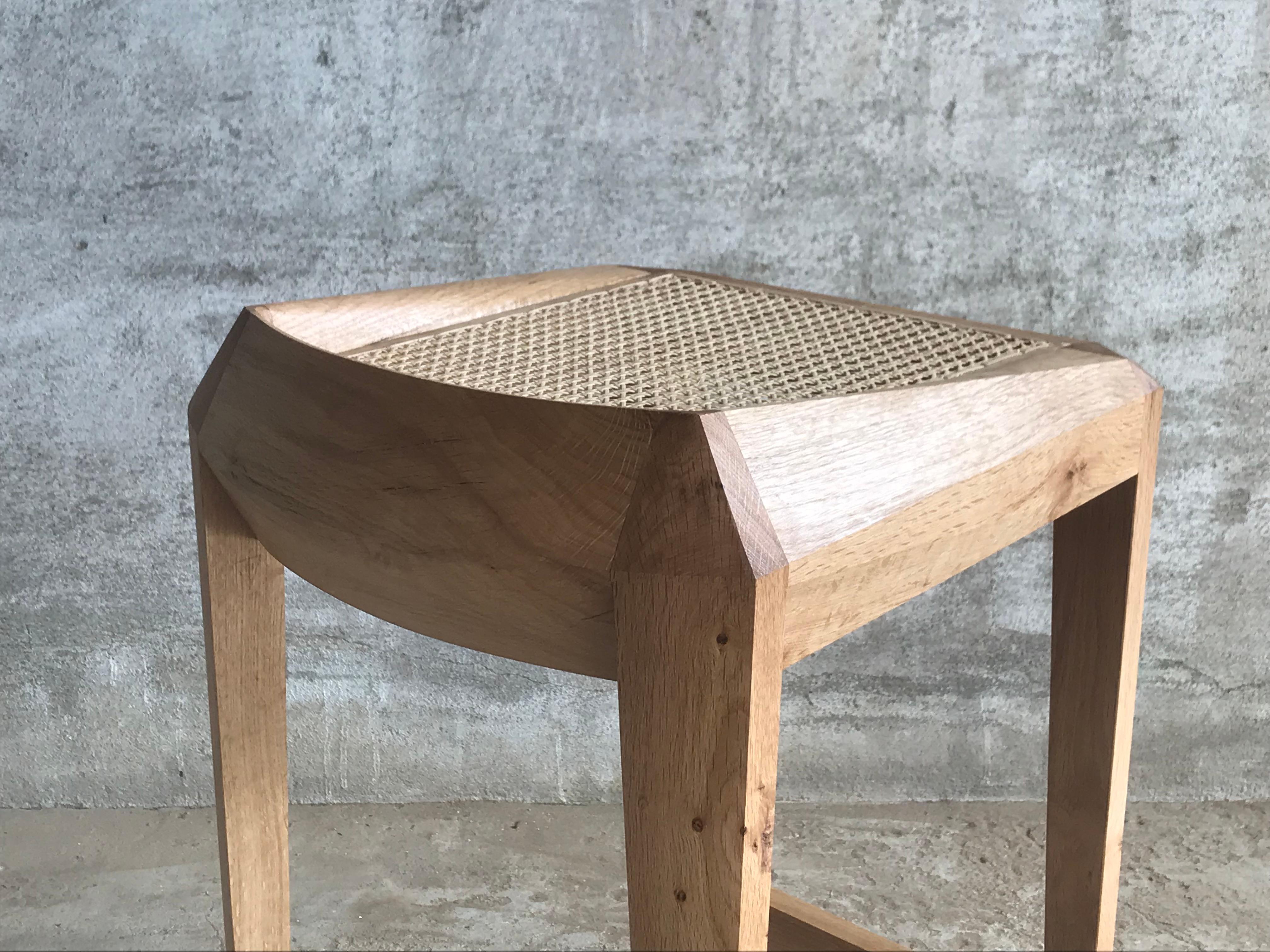 KD Stool a Sculptural Rattan Weaved Top Bar Stool by Tomaz Viana In New Condition For Sale In Cascais, PT