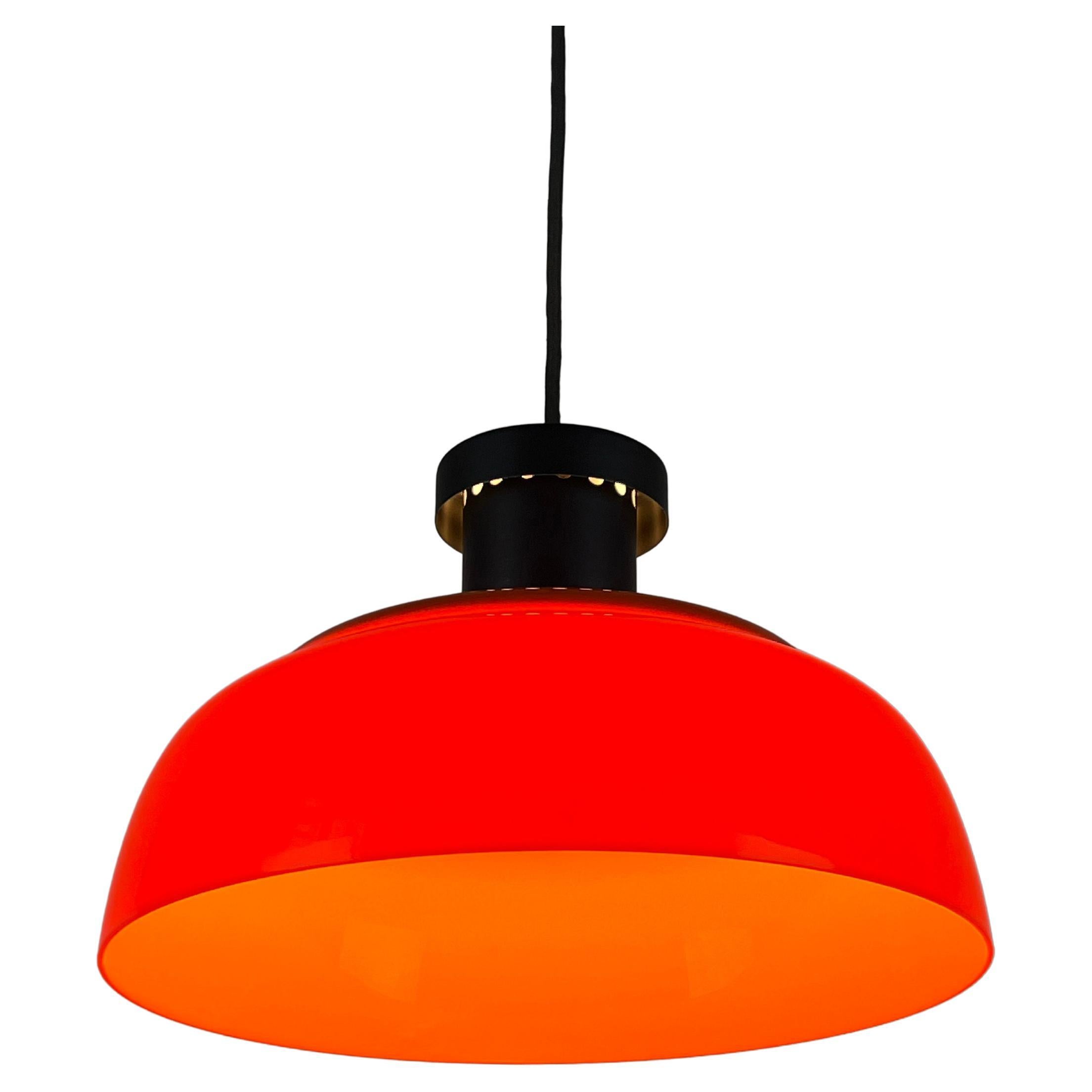 KD7 Orange Pendant Lamp by Achille & Pier Giacomo Castiglioni for Kartell, Italy For Sale