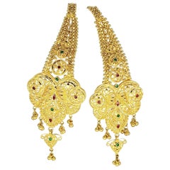 KDM Ornamentados/Detallados Pendientes Gota Boda Real India 22 Quilates